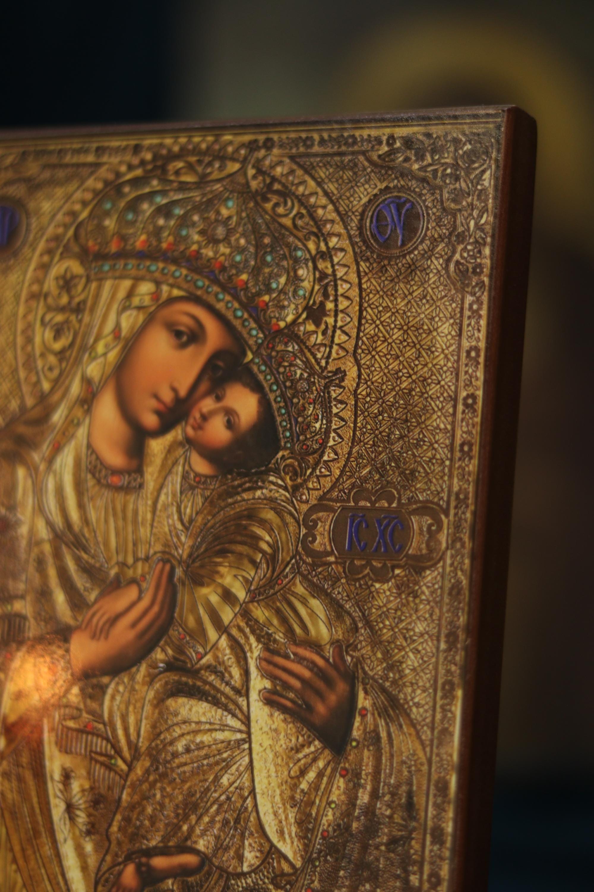 Surety of Sinners Mary Icon Wooden Orthodox 6.3x4.7in