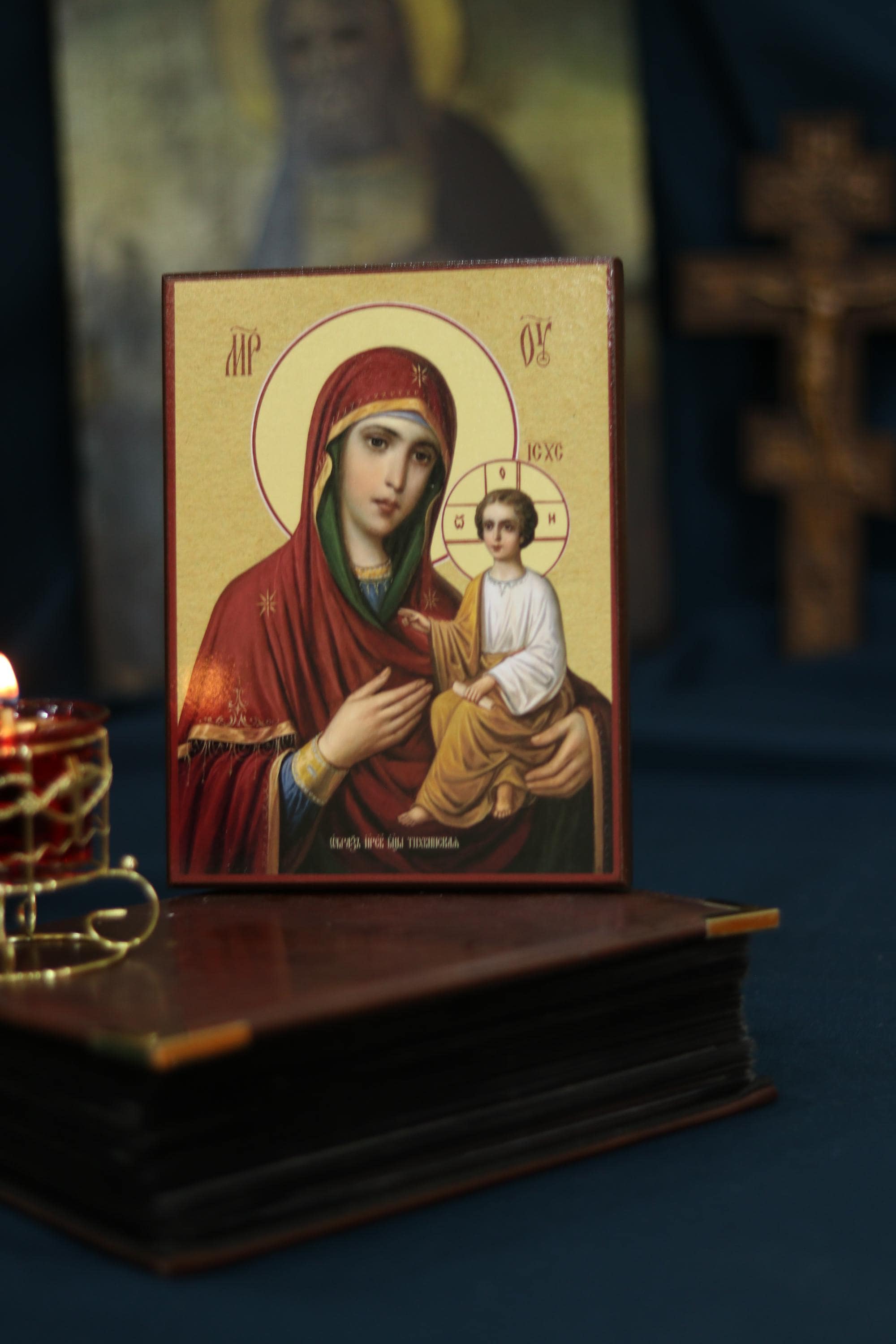 Tikhvin Mother of God Icon Orthodox Wooden Icon Christian Wall Art