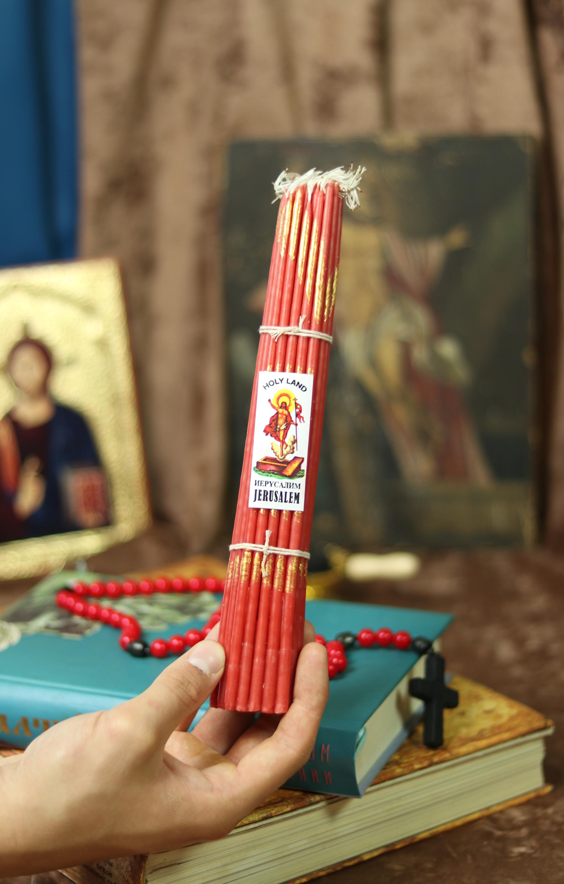 Red Jerusalem Candles 33pcs, Orthodox Candles, Church Candles, Prayer Candle, Religious Candles, Christian Candles, Spiritual Candles