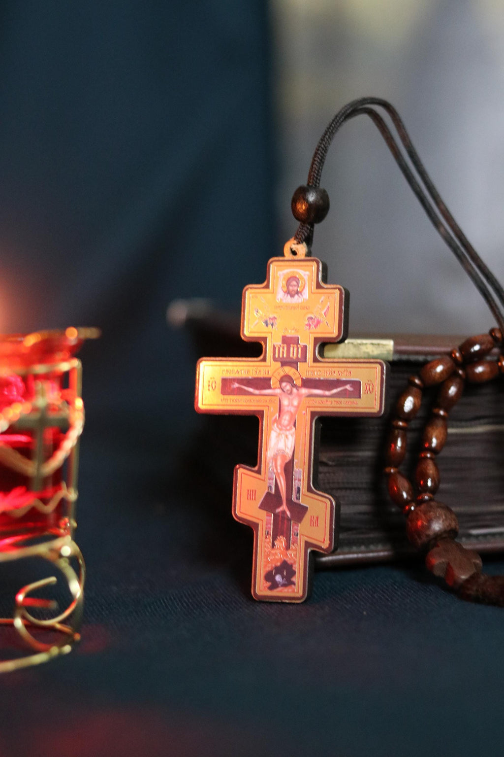 Wooden Orthodox Cross 3.5in, Crucifix Pendant, Jesus Christ Cross, Christian Necklace