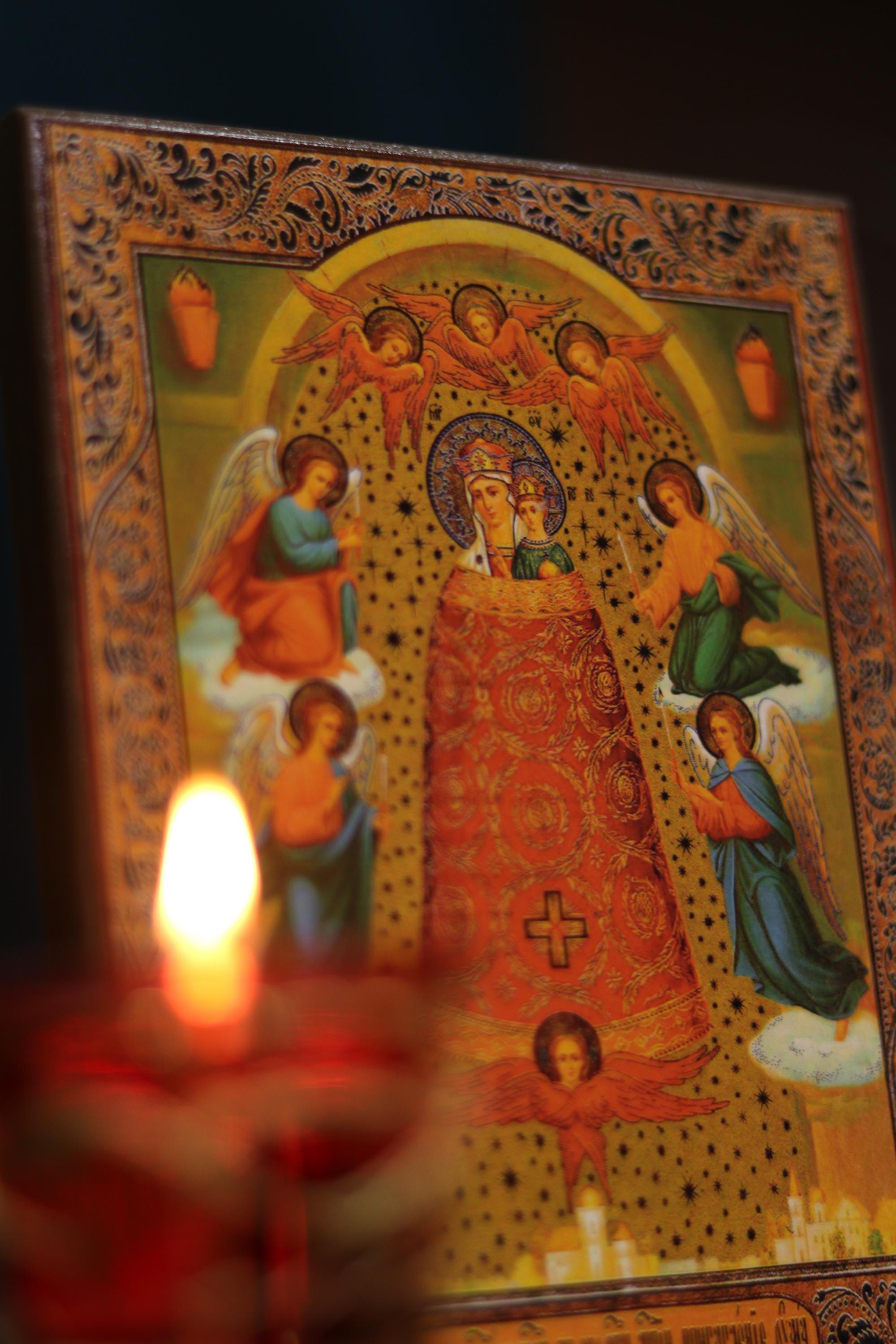 Adding of Mind Mary Icon Wooden Orthodox 6.3x4.7in