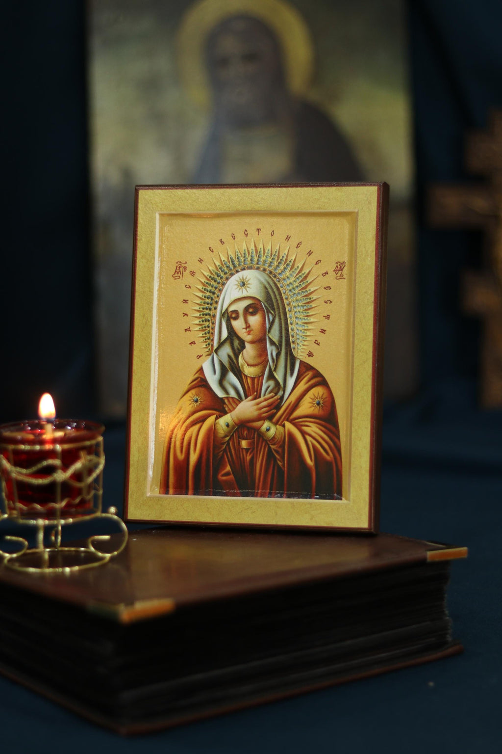 Tenderness Mother of God Icon Wooden Orthodox 6.3x4.7in