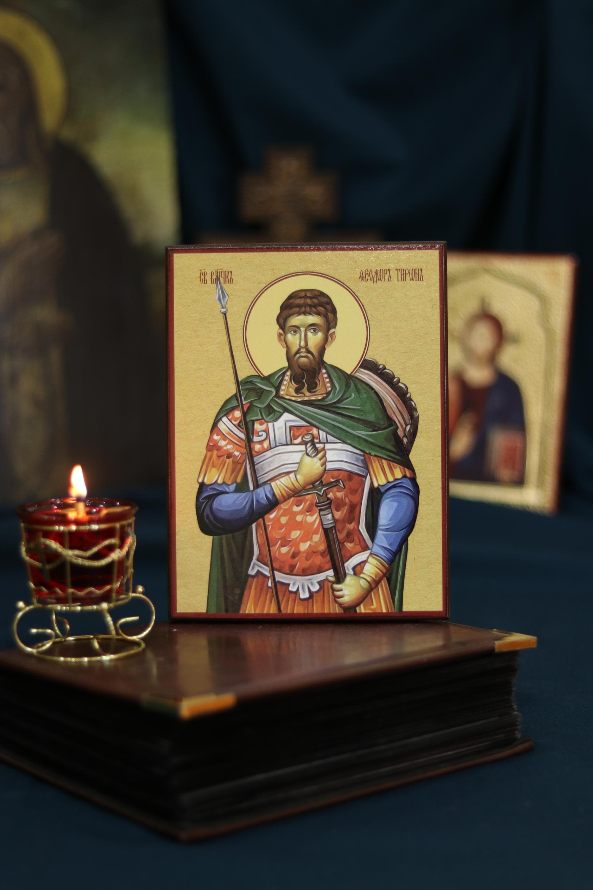 Saint Theodore Tyron Orthodox Icon, Wooden Christian Wall Art