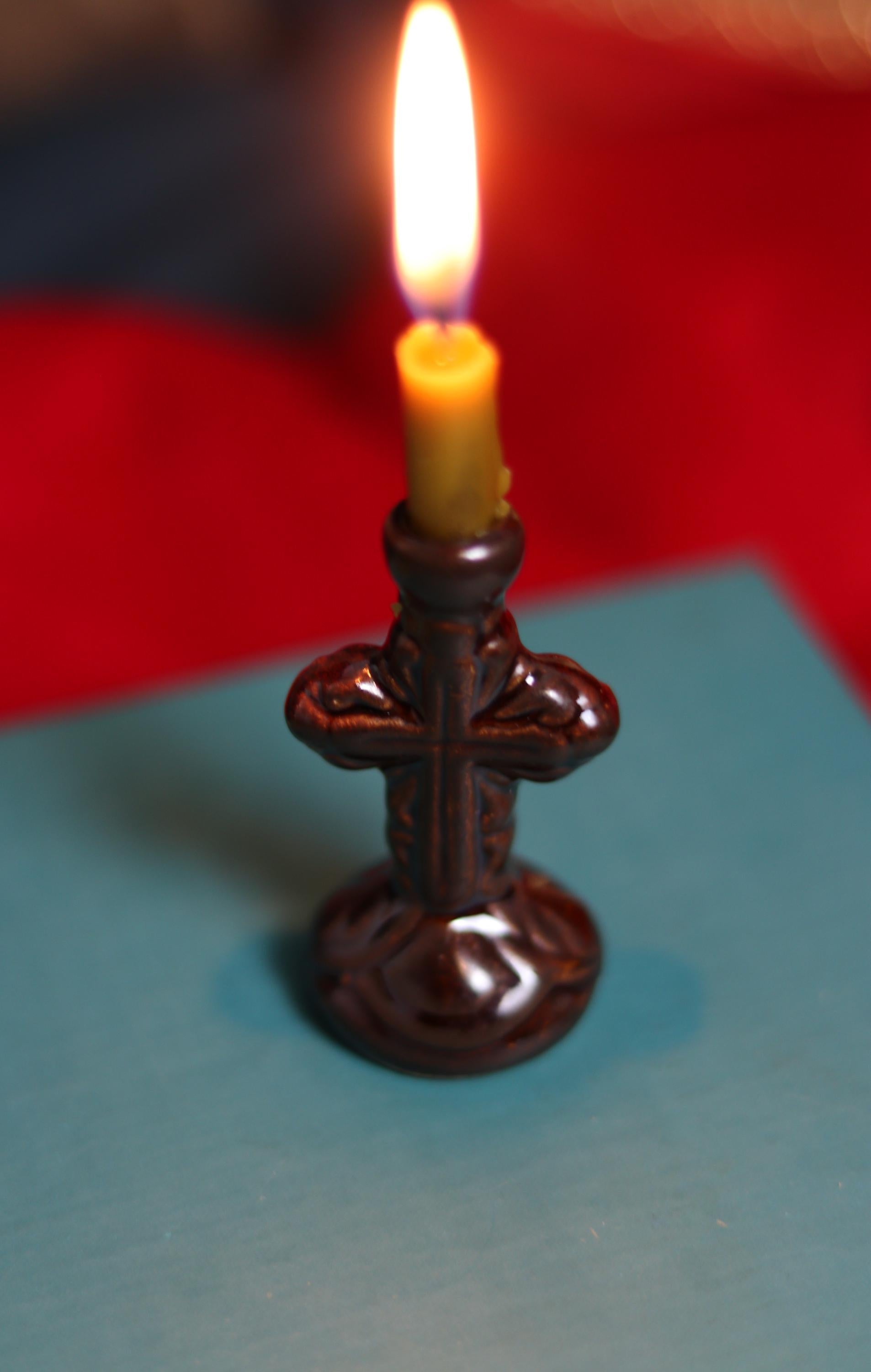 Ceramic Cross Candle Holder – 7 cm, Orthodox candlestick, Ceramic candlestick, Orthodox icon, Orthodox cross, Small candlestick