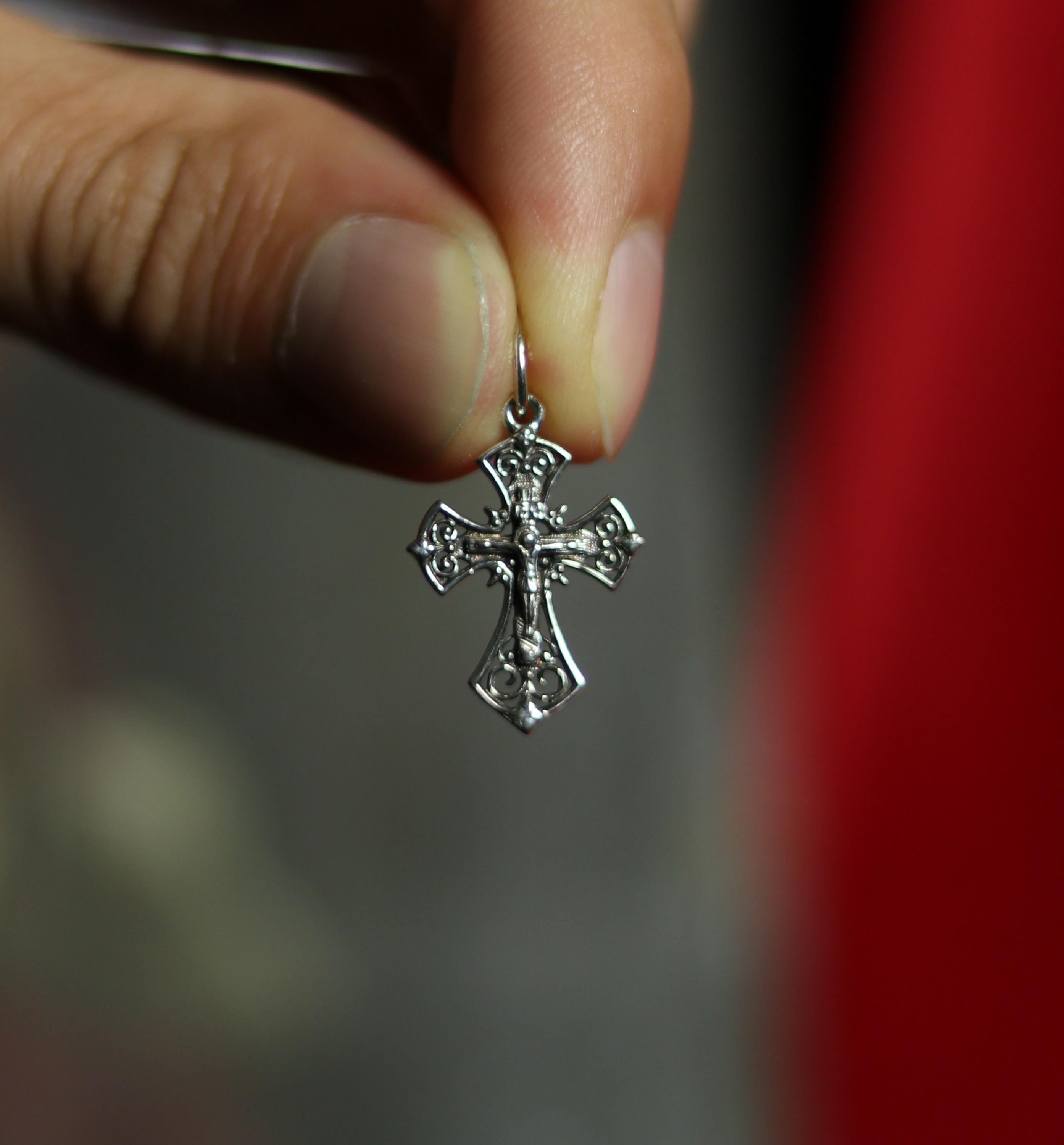 Sterling Silver Orthodox Cross Pendant 2.1 cm, 1.25g Detailed Eastern Crucifix, Christian Gift, Orthodox necklace, Orthodox pendant