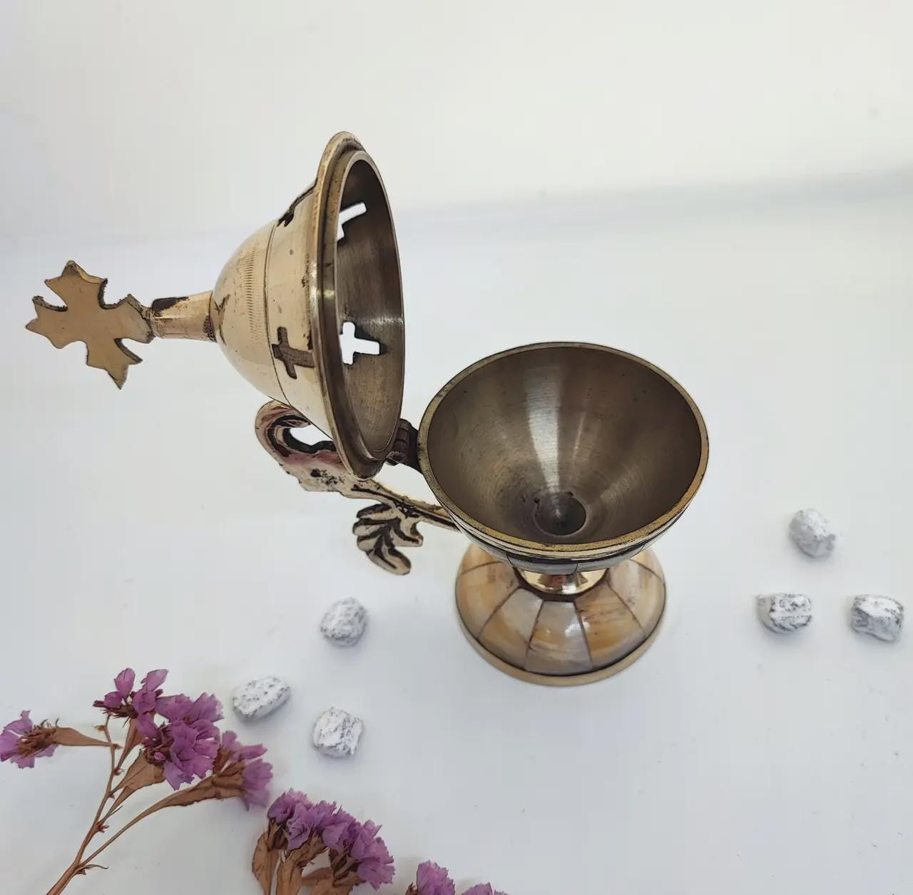 4.9in Metal Orthodox Incense Burner, Home Censer, Church Incense Holder