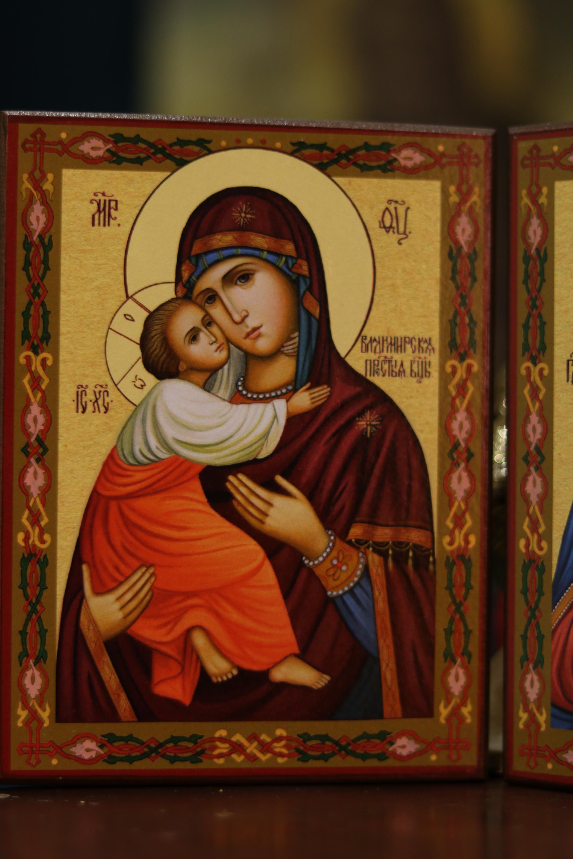 Wedding Icon Set Vladimir Mother of God Wooden Orthodox Icons 6.3x4.7in