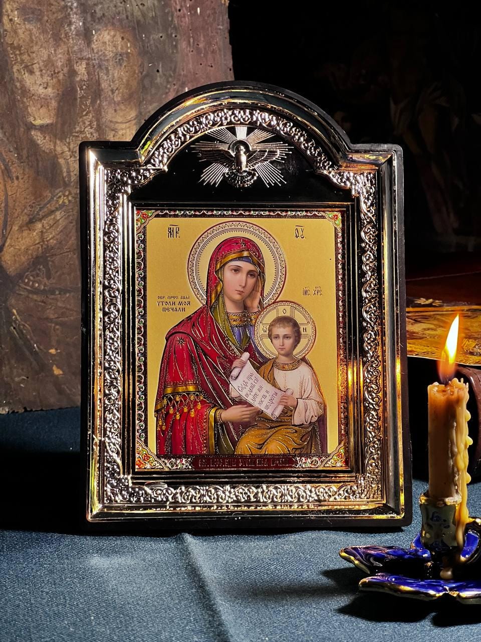 Icon of the Virgin Mary, God's mother, "Ease My Sorrows" icon, Orthodox icon, Orthodox christian, Christianity art, Icon 14x19 cm