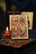 Saint Nicholas Icon Four Feasts Wooden Icon Orthodox Icon
