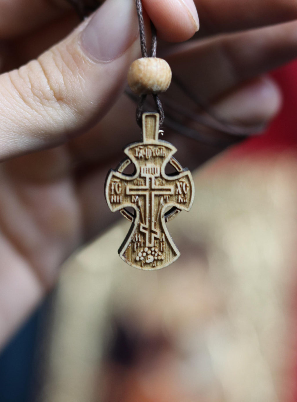 Orthodox Wooden Cross Pendant – Compressed Wood, Jesus Crucifix, Blessed in Church, Orthodox cross, Orthodox icon