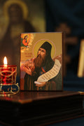 Wooden Icon Orthodox Icon, 200g, Saint Silouan Icon, Religious Decor