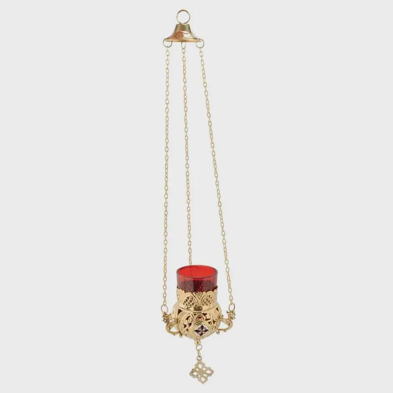 Enamel Hanging Oil Lamp 7.87×3.94 in, Made in Greece, Orthodox Lamp, Icon Lamp, Prayer Light, Church Decor