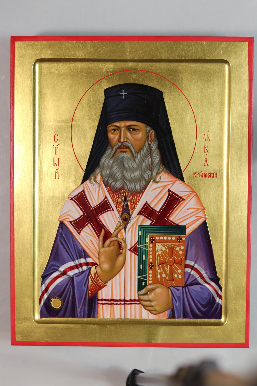Icon of Saint Luke, icon of an Orthodox saint, icon on gold, canonical icon, icon with yolk tempera, Orthodox icon