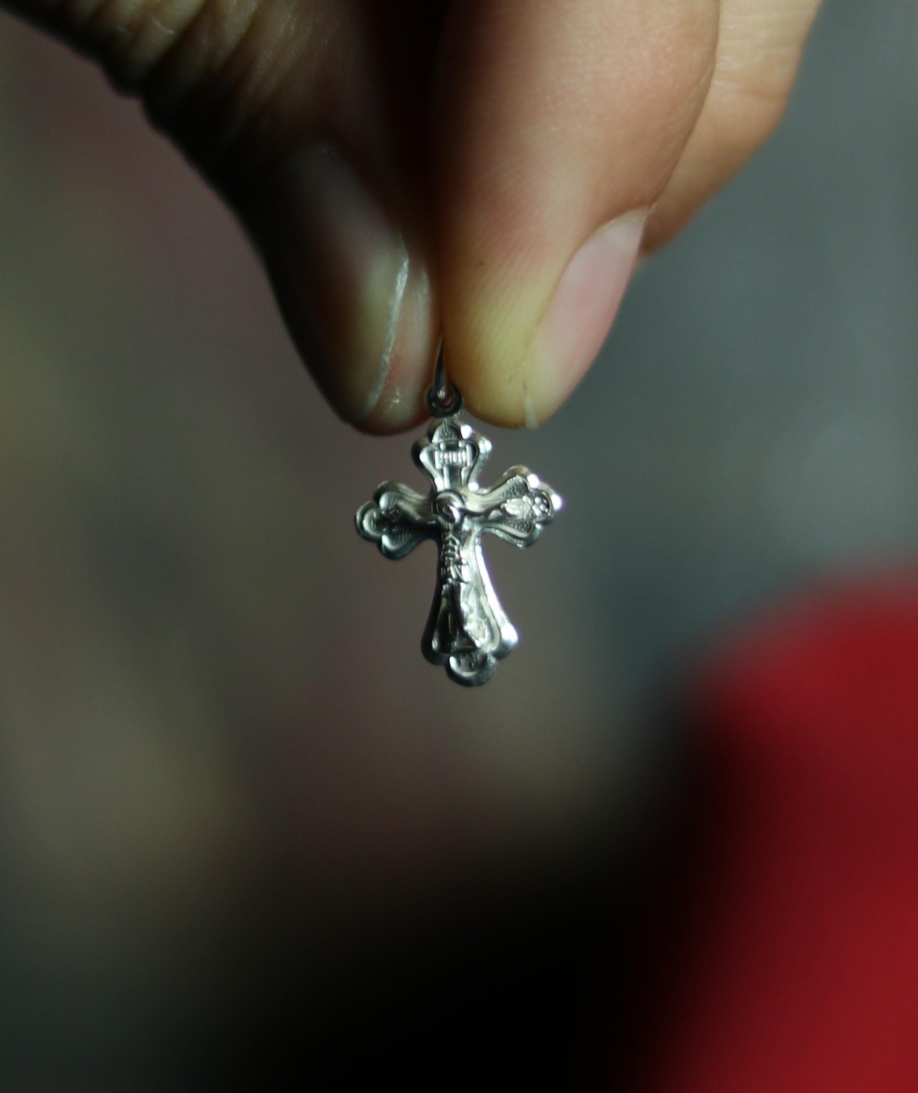 Orthodox Silver Cross Pendant – Sterling Silver 925 – 1.2×1.5 cm – 0.9 g – Eastern Christian Crucifix Charm, Orthodox cross, Crucifixion