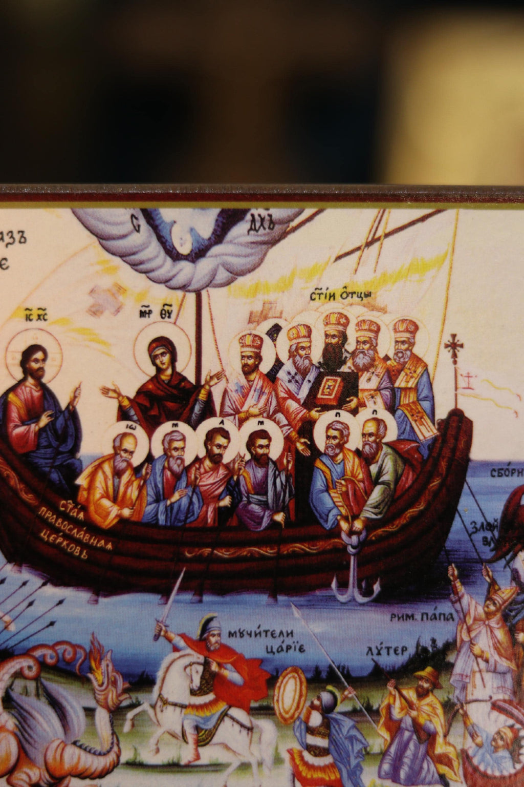 Orthodox Icon Church Ship , Wooden Religious Wooden Icon