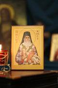 Wooden Icon Orthodox Icon, Saint Nektarios Icon, Ash Veneer