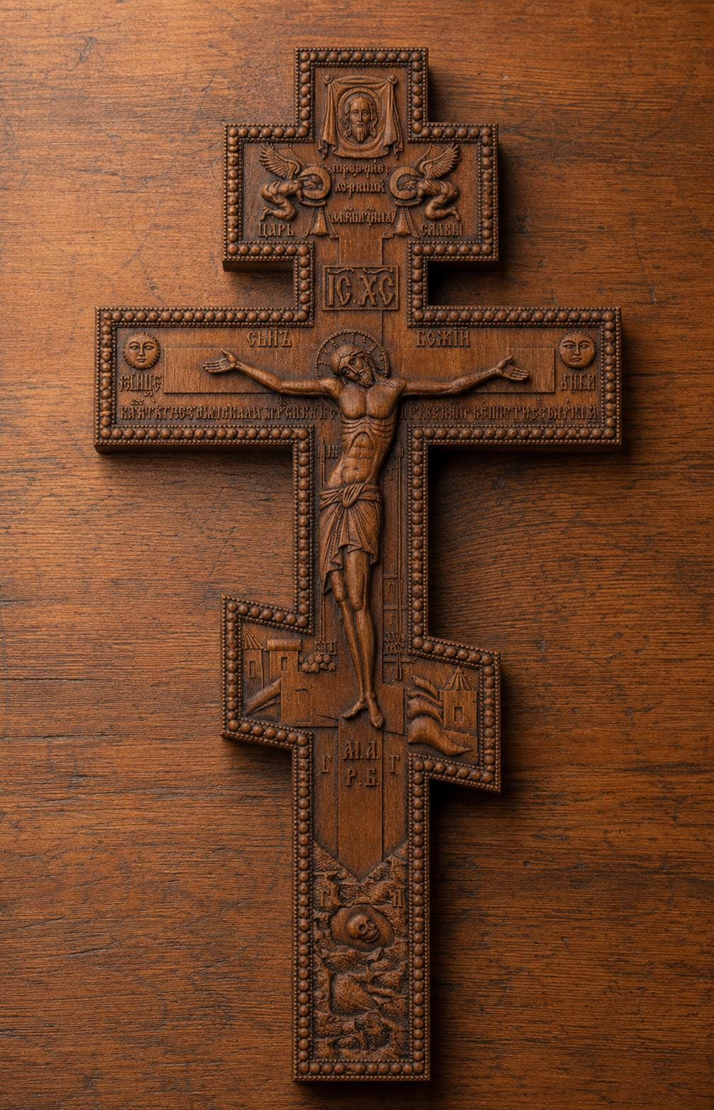 Wooden Orthodox Crucifix Wall Cross 7.9-19.7in Jesus Christ Wall Decor
