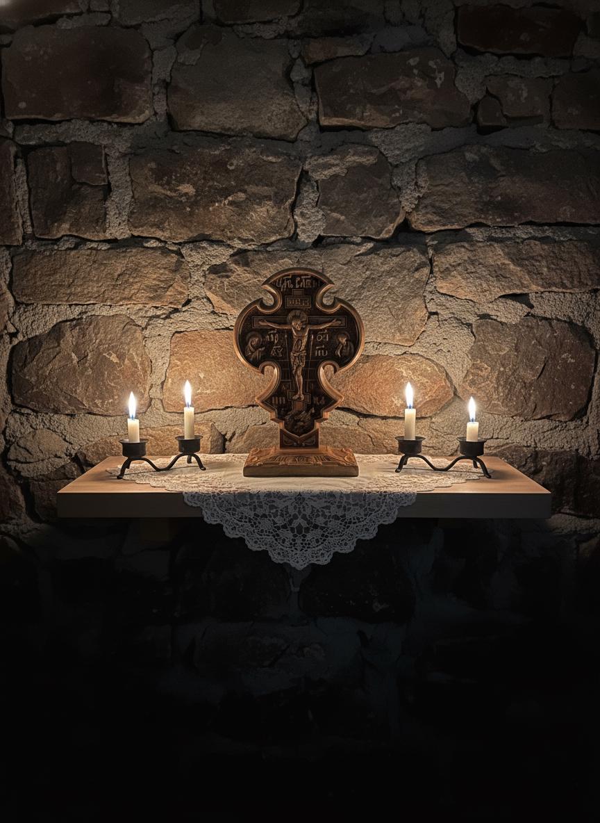 Wooden Orthodox Cross 9"x5.5", Beech Standing Crucifix.
