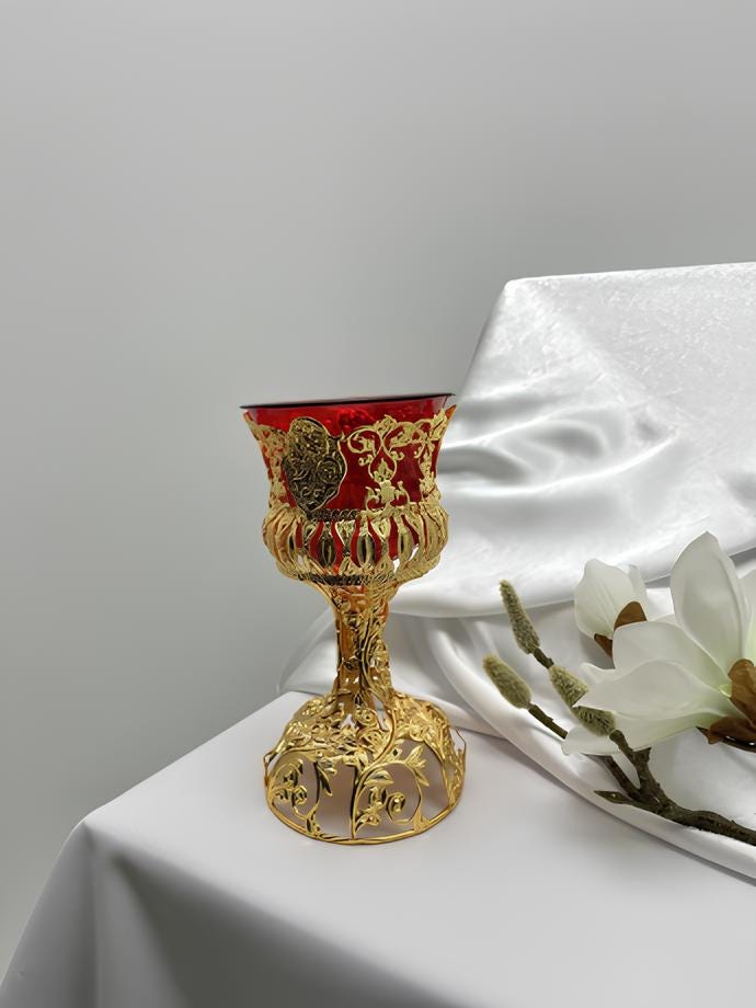 Glass Oil Lamp with Blue Globe, Vintage Oil Lamp, Orthodox Icon Lamp, Hanging Oil Candle, Eastern Orthodox Christian Prayer Lamp