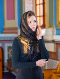 Black Church Headscarf, 65x18 Inch Women Lace Shawl, Orthodox Veil