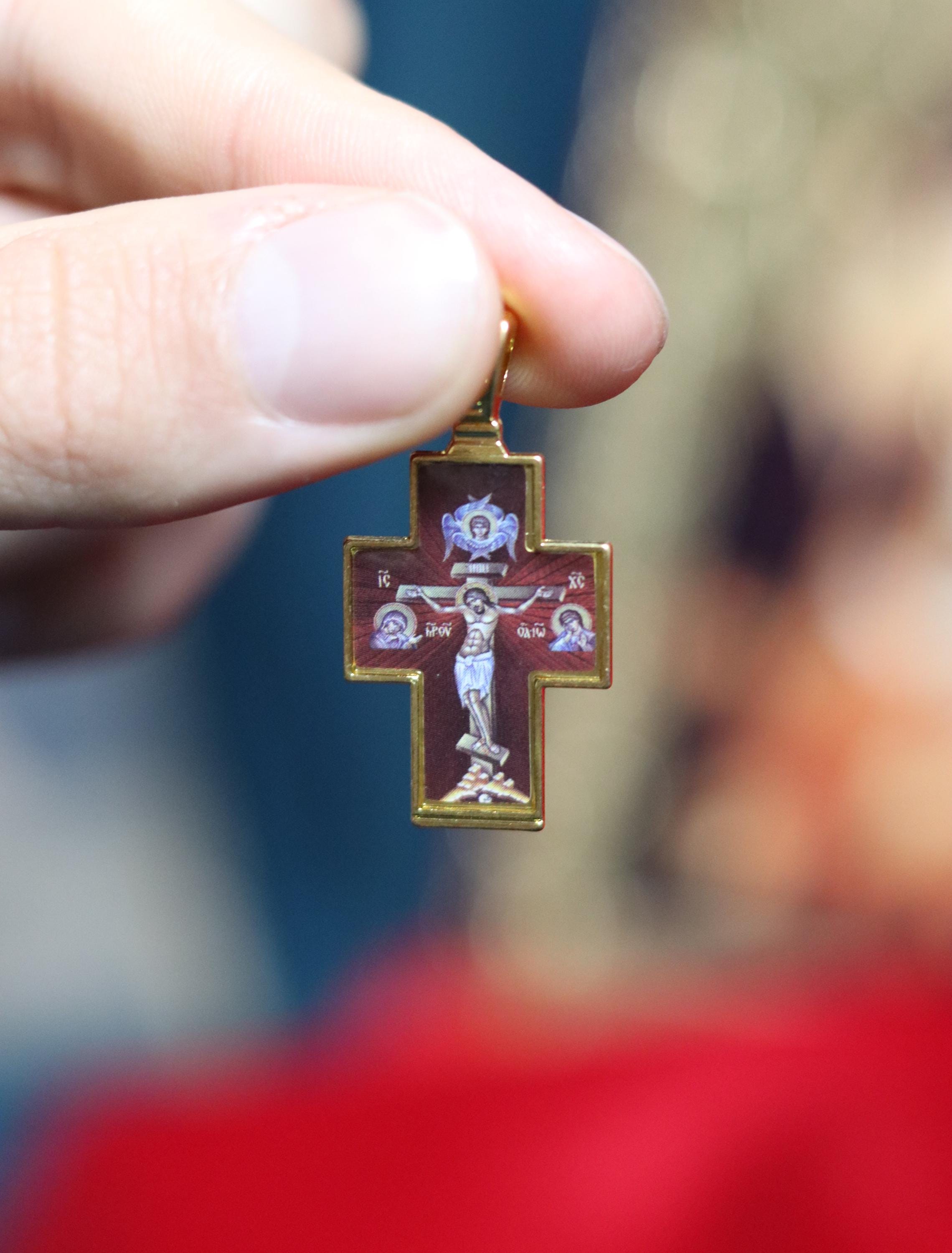 Orthodox Cross Pendant 0.7x1 in | Gold Jesus Crucifix Icon Necklace Gift, Crucifix necklace, Christian jewelry, Jesus pendant,Jesus on cross