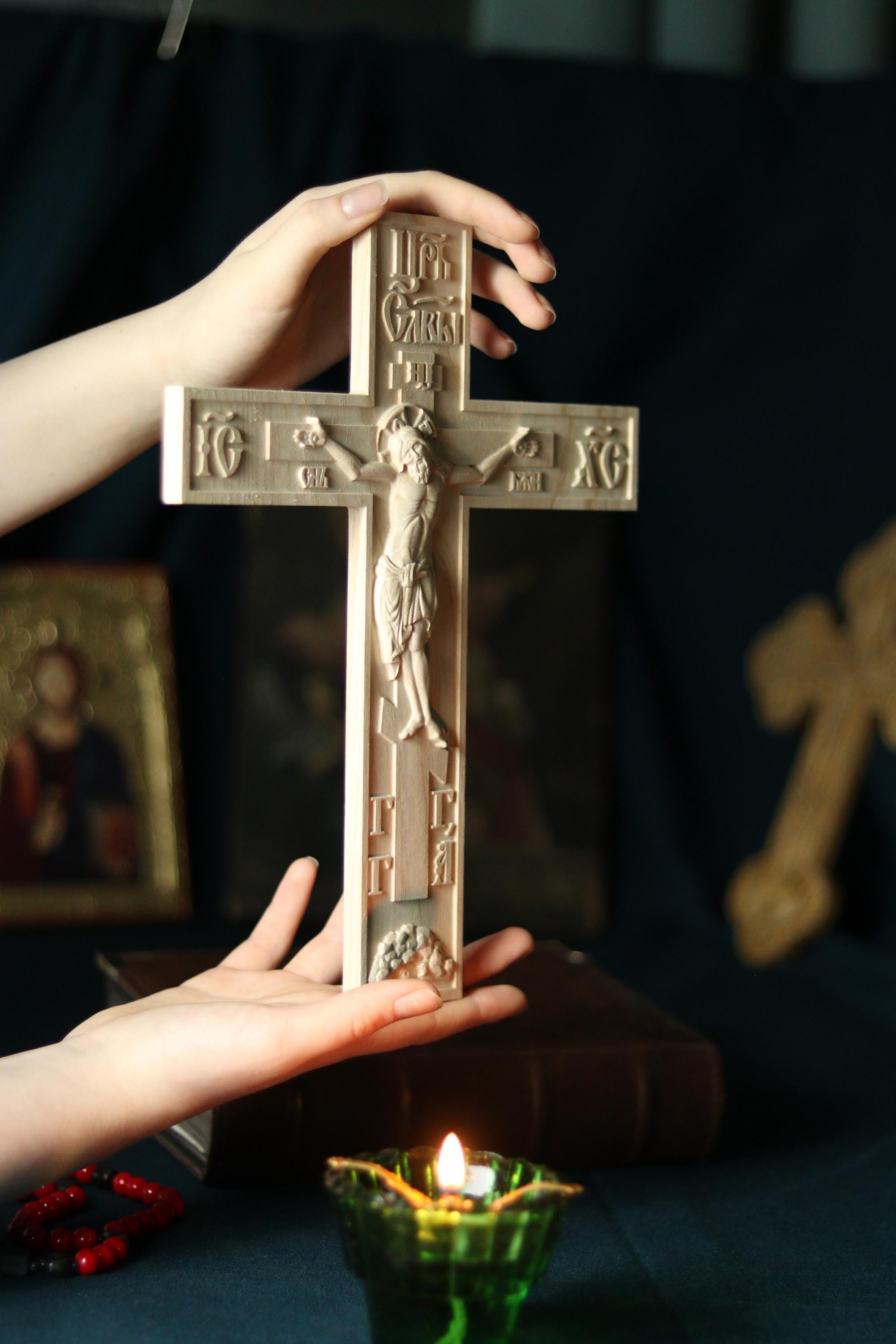 12in Beech Wood Cross 320g, Church Cross, Wooden Cross, Orthodox Cross, Crucifix Jesus Christ.