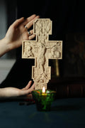 Wooden Beech Crucifix 12 in, Hand Carved Cross, Crucifixion of Jesus Christ, Orthodox Cross, Christian Cross, Wall Cross, Church Decor