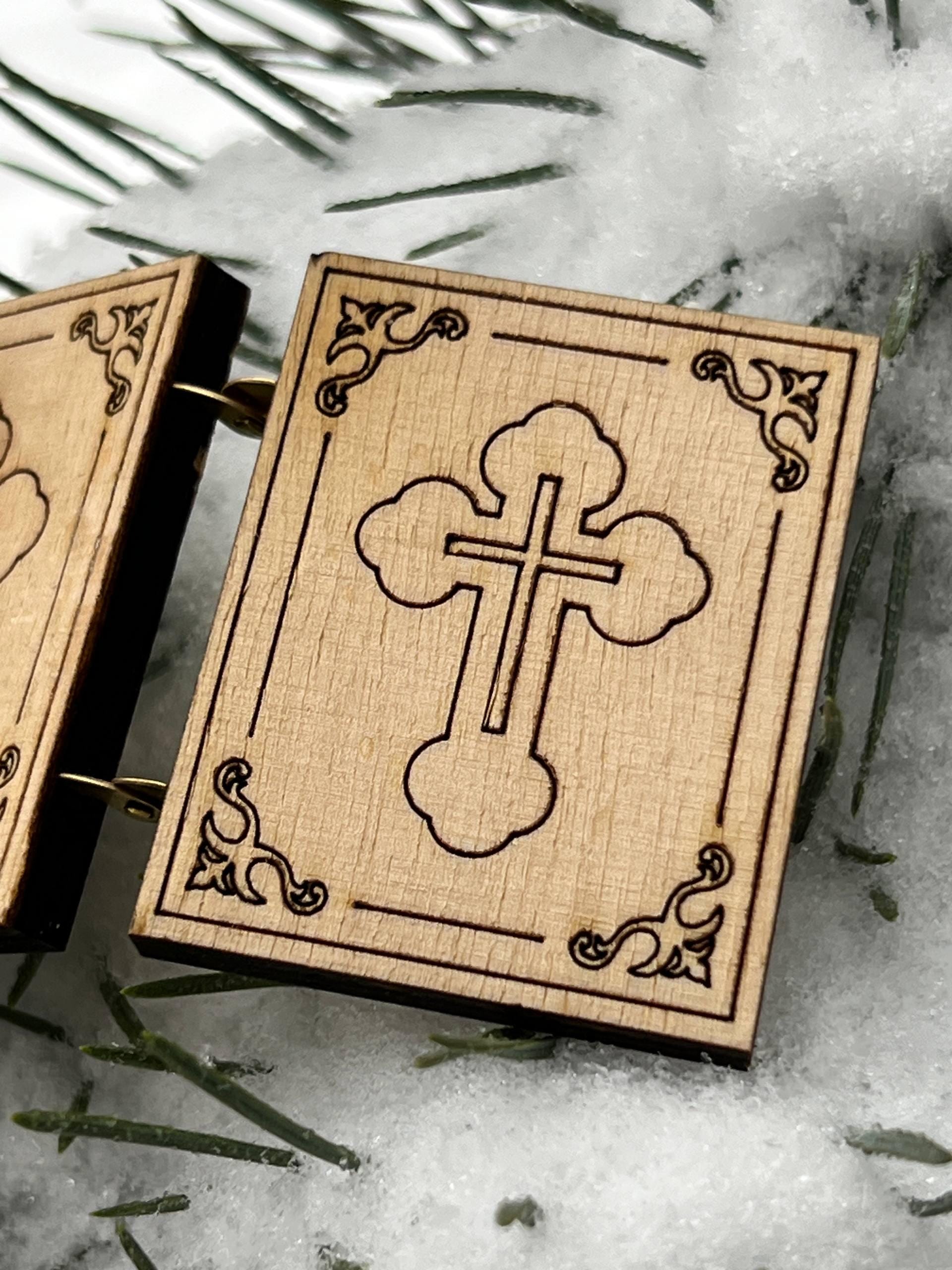 Wooden Folding Icon 1.6×2 inch, Kazan Mother of God, Jesus Christ Savior, Orthodox Icon, Pocket Icon, Christian Gift, Prayer Travel Icon