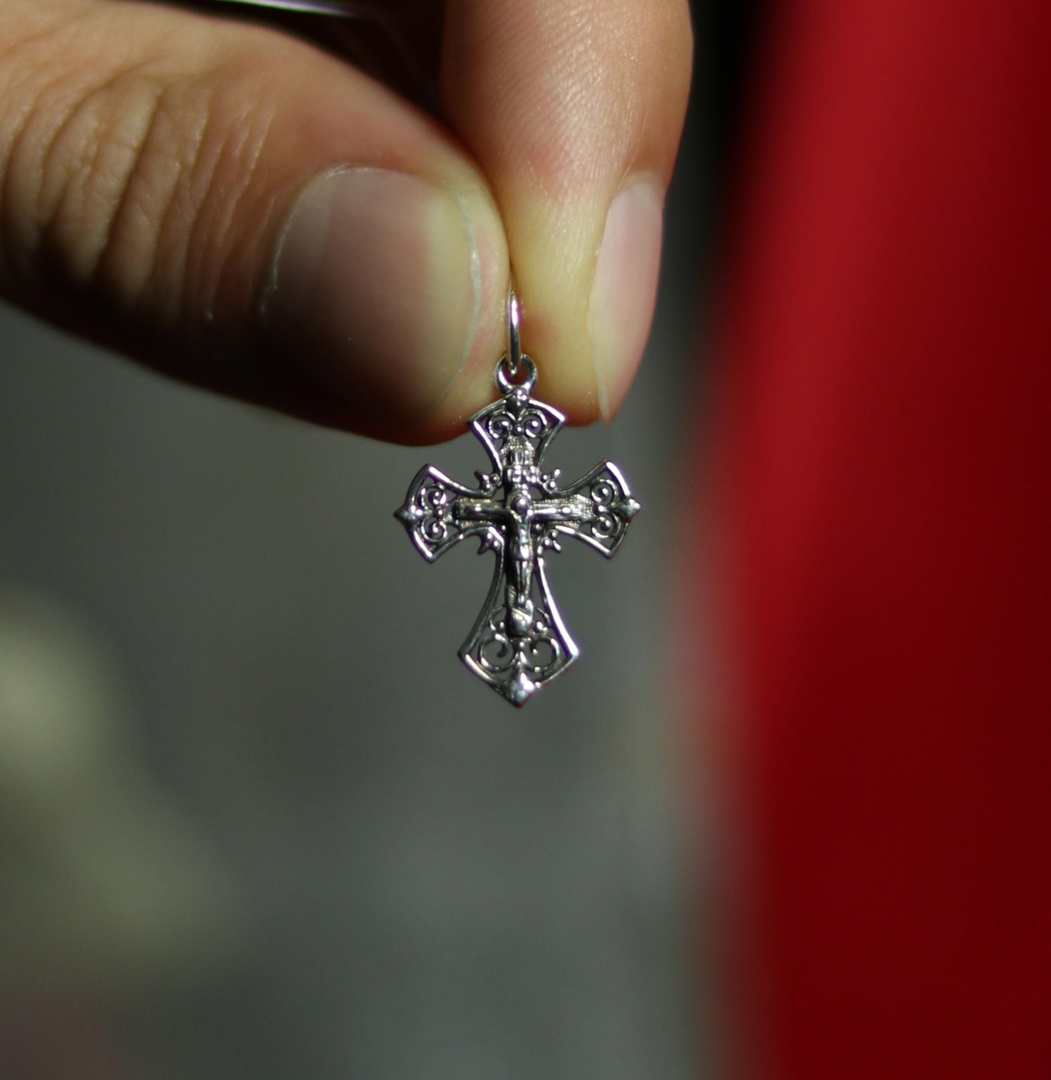 Sterling Silver Orthodox Cross Pendant 2.1 cm, 1.25g Detailed Eastern Crucifix, Christian Gift, Orthodox necklace, Orthodox pendant