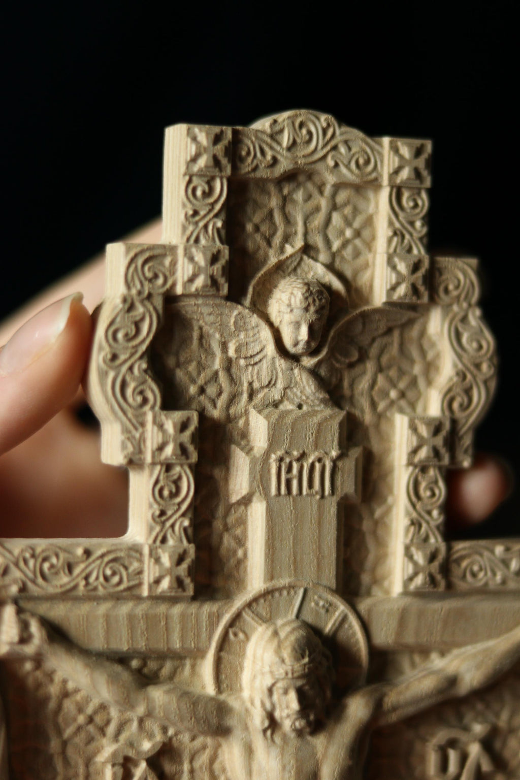 12in Beech Wood Cross, Wooden Cross, Orthodox Crucifix,Lord Jesus Christ