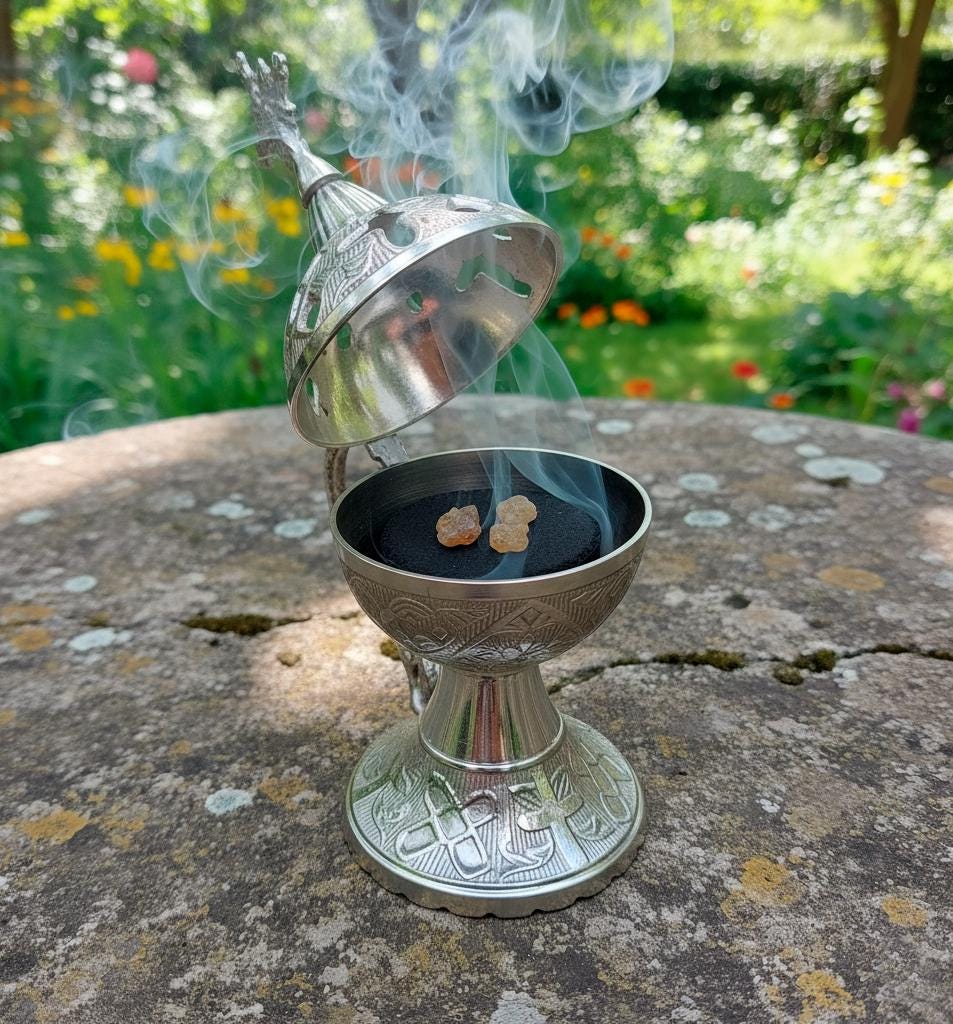 Orthodox Incense Set with Burner | 3 Types of Natural Frankincense (50g) + 6 Charcoal Tablets | Religious Gift