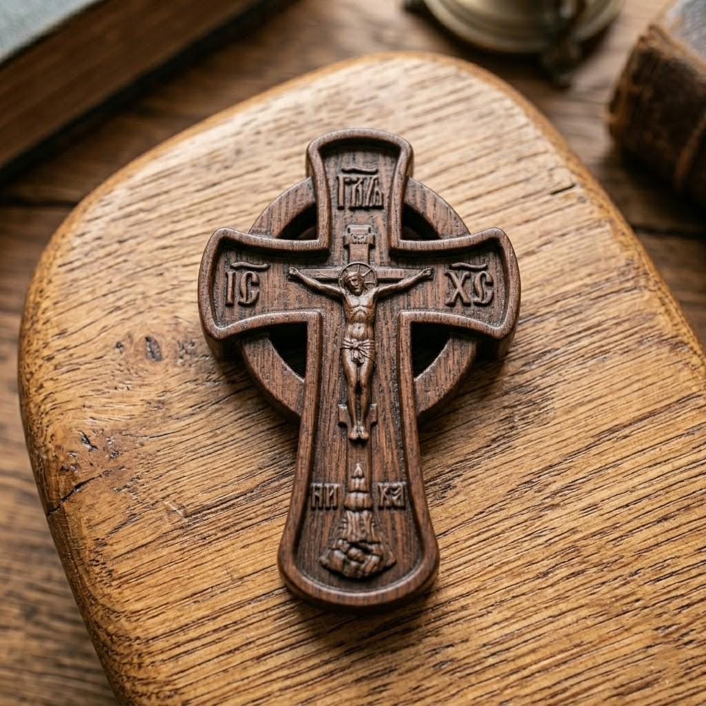 Wooden Orthodox Crucifix, 7.9-19.7in Beech Wood Cross, Jesus Christ Carving