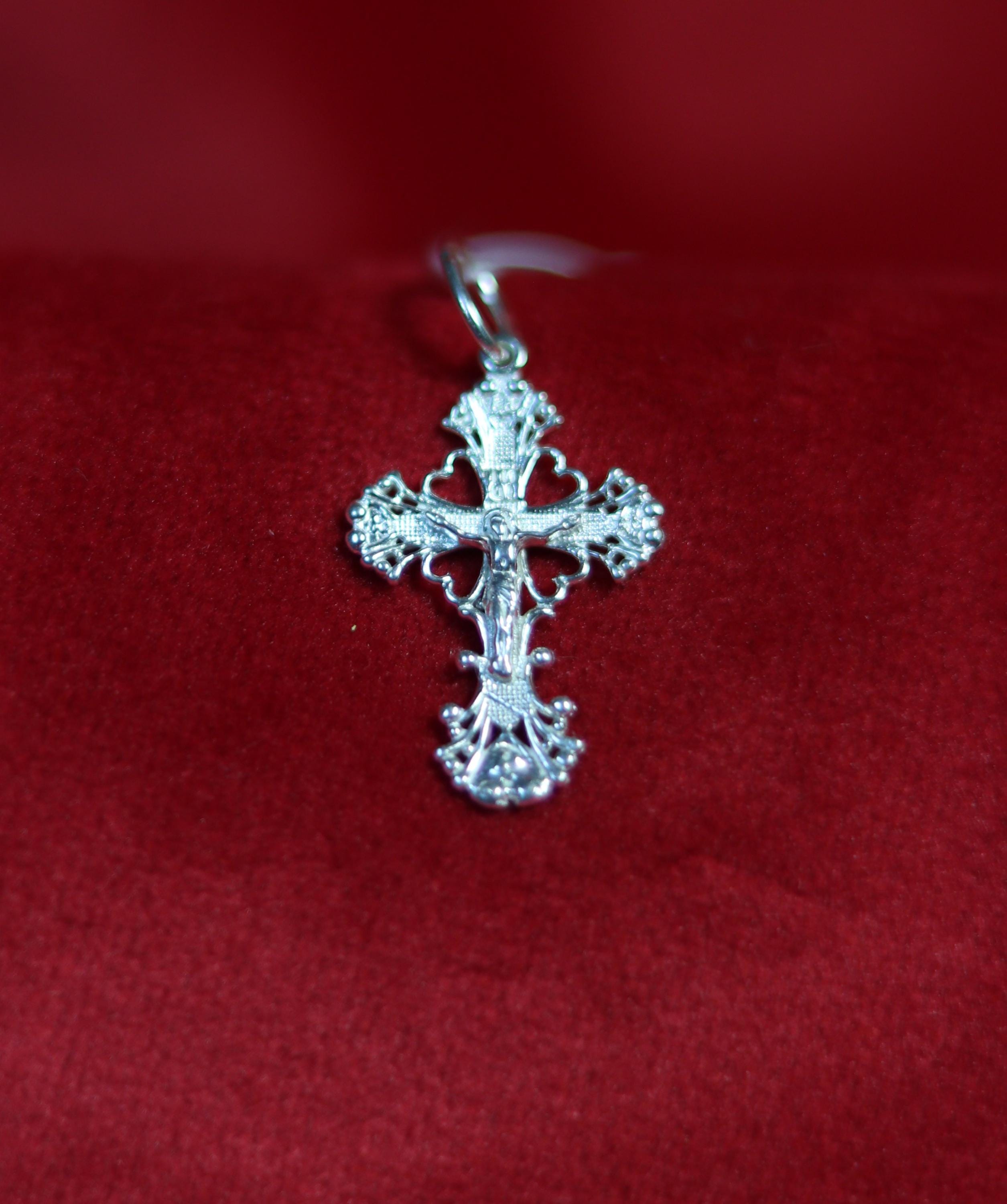 Sterling Silver Orthodox Cross Pendant 2.5 cm, 1.28g Detailed Eastern Crucifix, Christian Gift, Orthodox necklace, Orthodox pendant