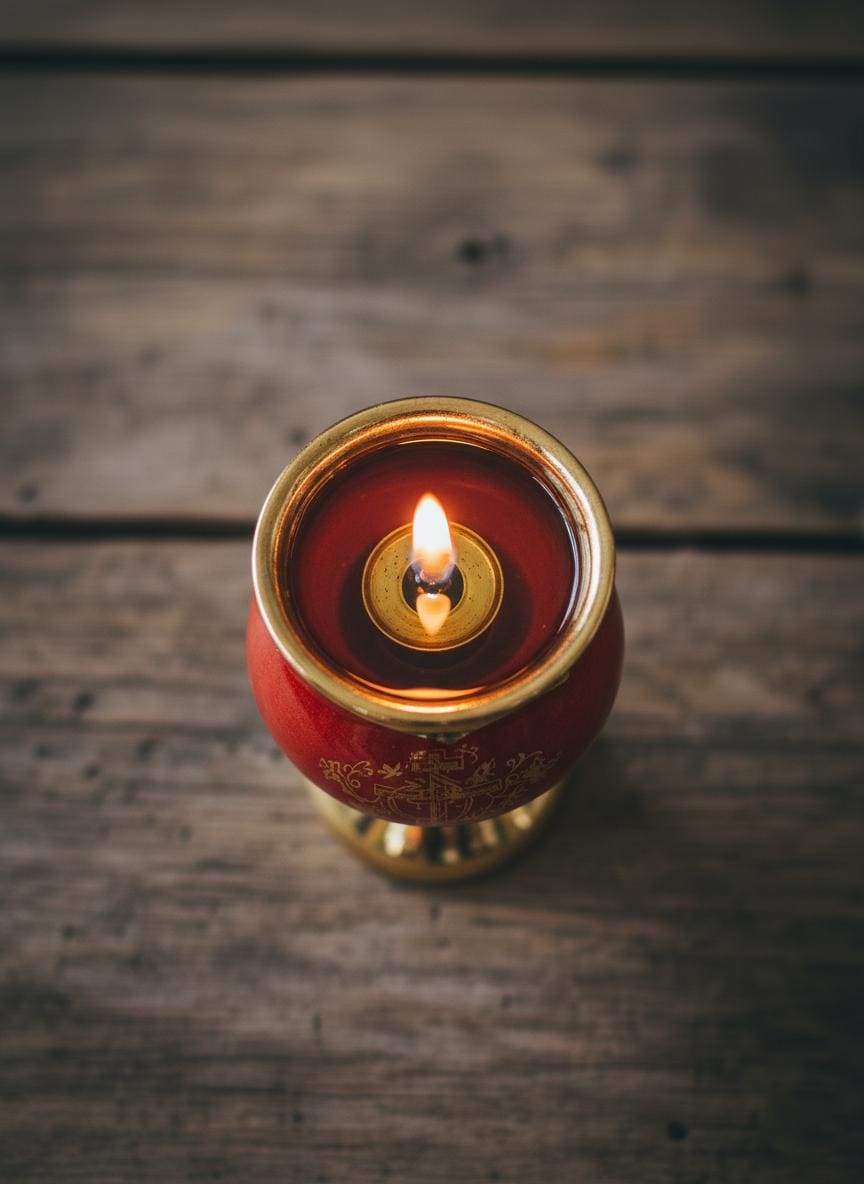 Mini Table Oil Lamp 2.7in Ceramic, Icon Lamp, Orthodox Prayer Lamp, Vintage Oil Candle, Retro Oil Lamp, Religious Gift, Home Altar