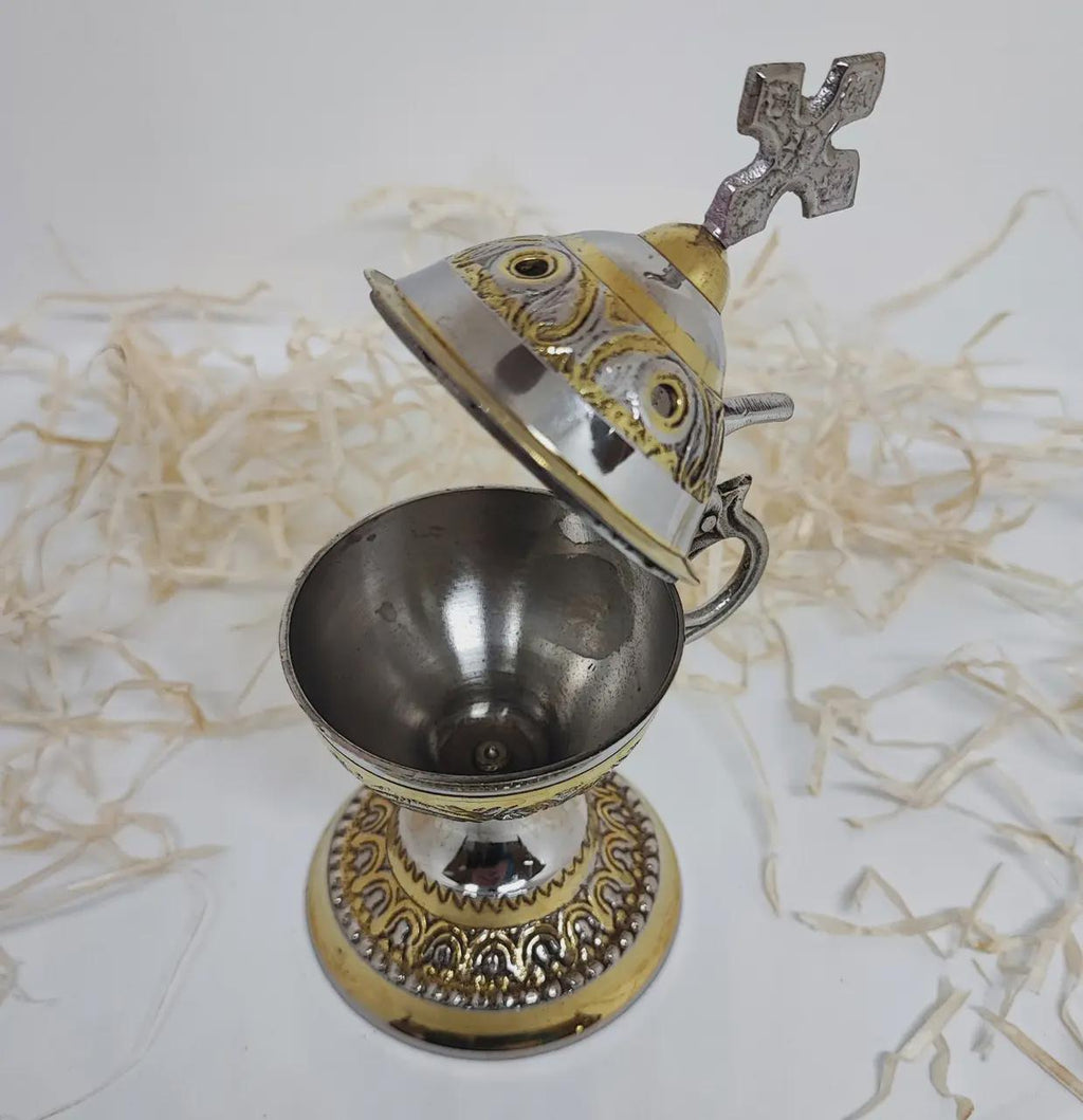 Incense Burner 5.5in x 2.3in Set, Greek Censer, Home Censer, Orthodox Incense, Church Incense.