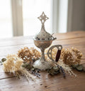 Silver Plated Metal Orthodox Incense Burner 6.7in, Greek Home Censer, Byzantine Censer, Church Incense Holder, Prayer Tool