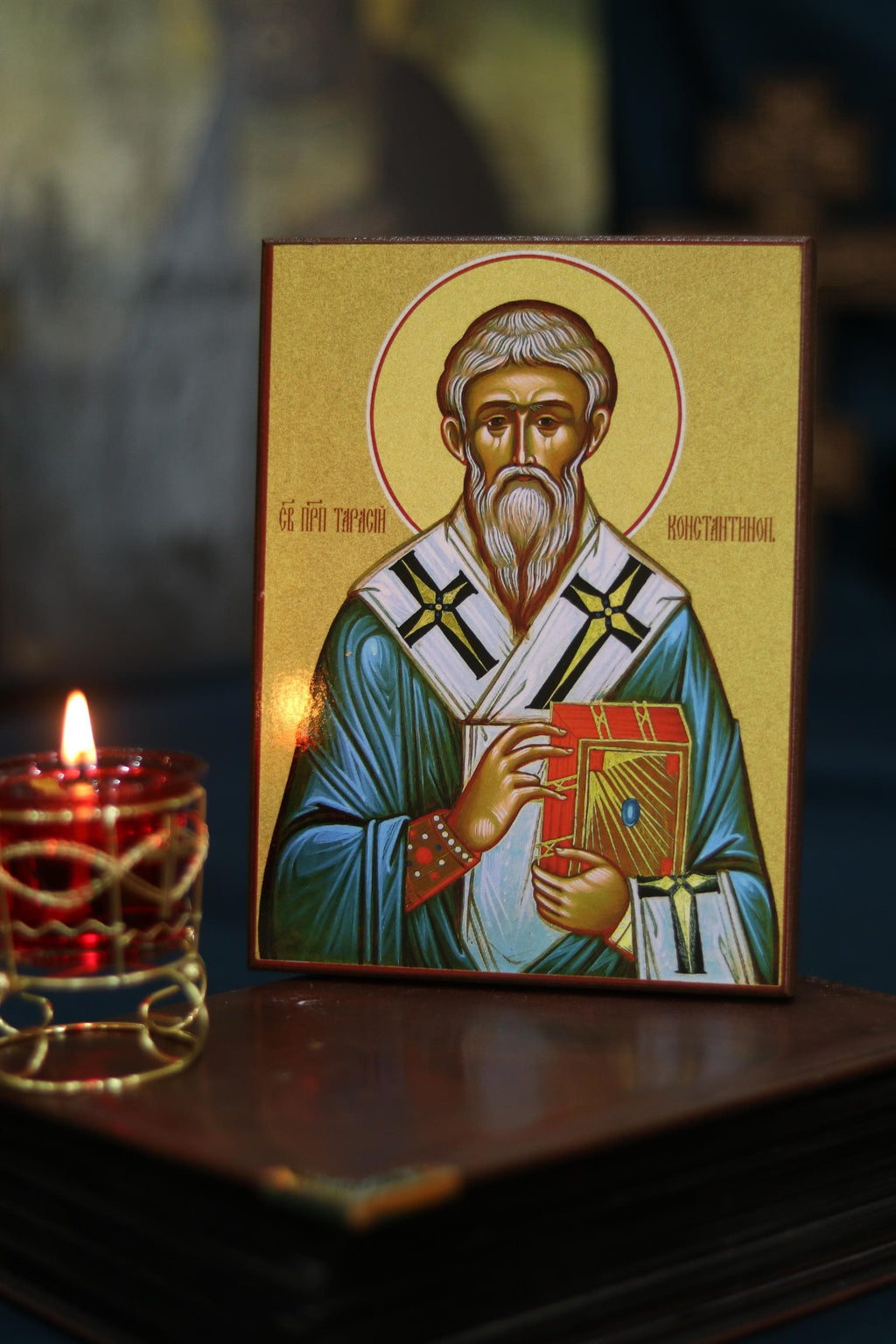 Saint Tarasius Icon, Wooden Icon Orthodox Icon, Christian Wall Decor