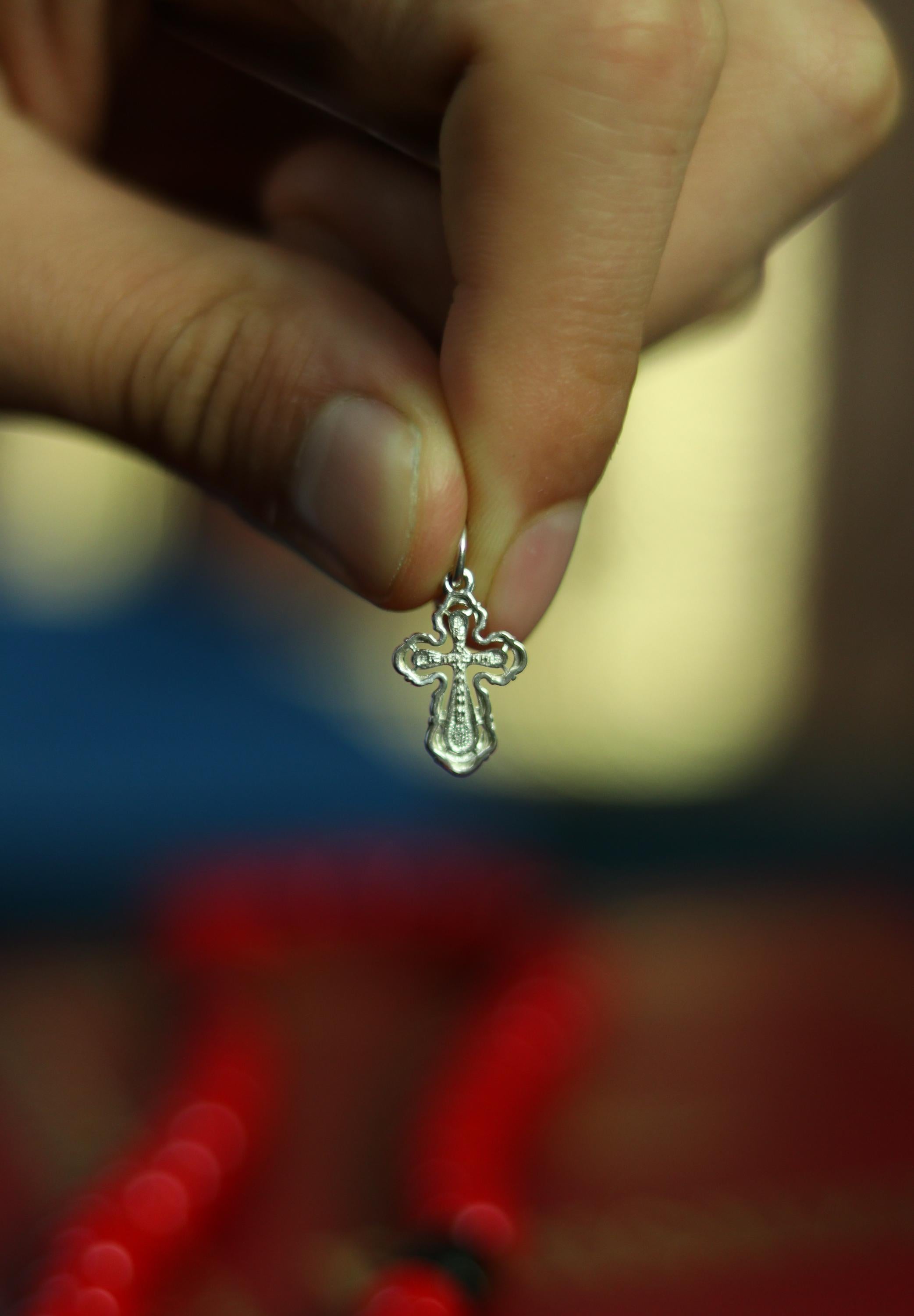 Sterling Silver Orthodox Cross Pendant | 0.63 in Tall | 0.68g | 925 Christian Crucifix Charm for Baptism & Daily Wear
