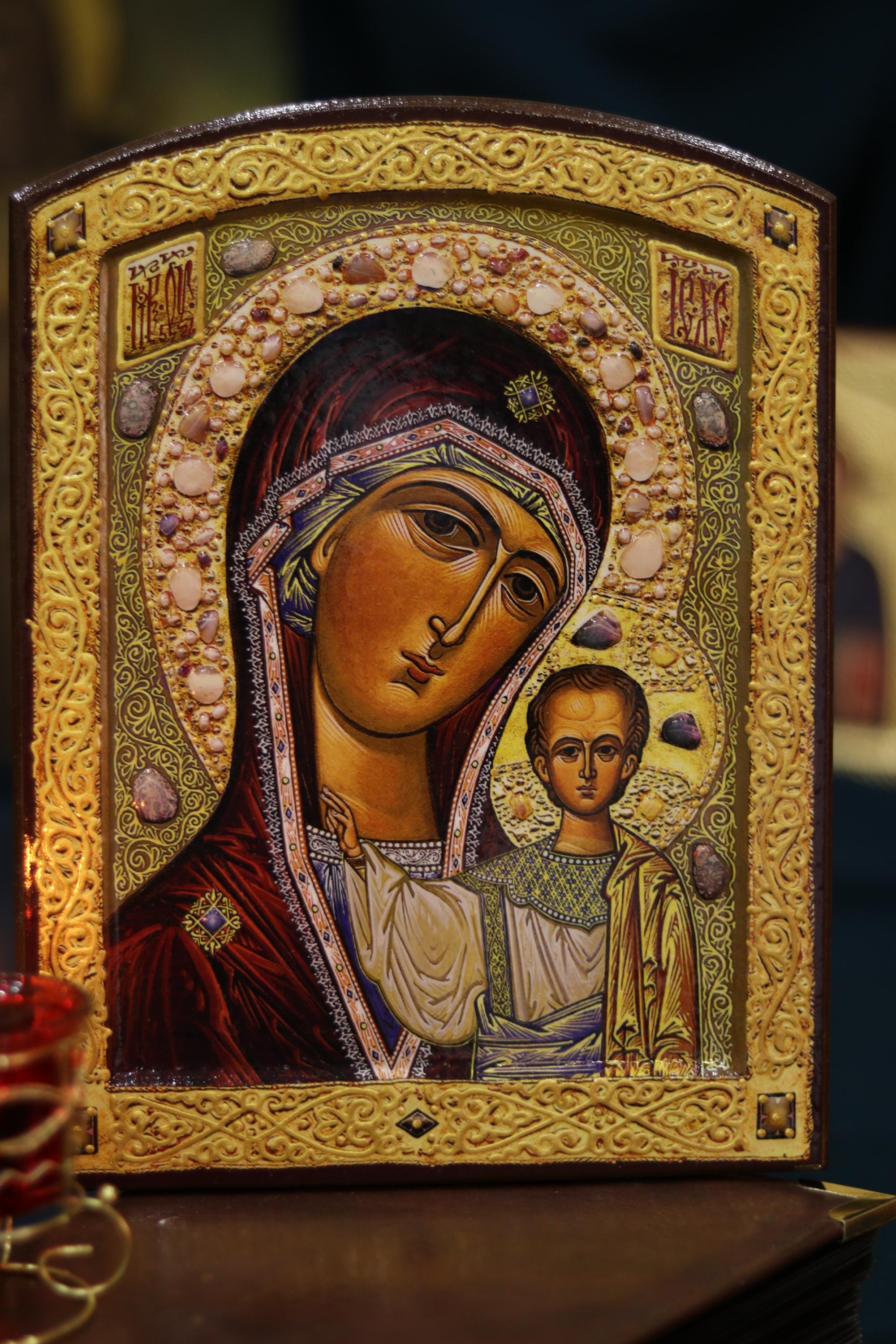 Virgin Mary Kazan Icon 7.9x5.9 in Orthodox Christian Wall Plaque