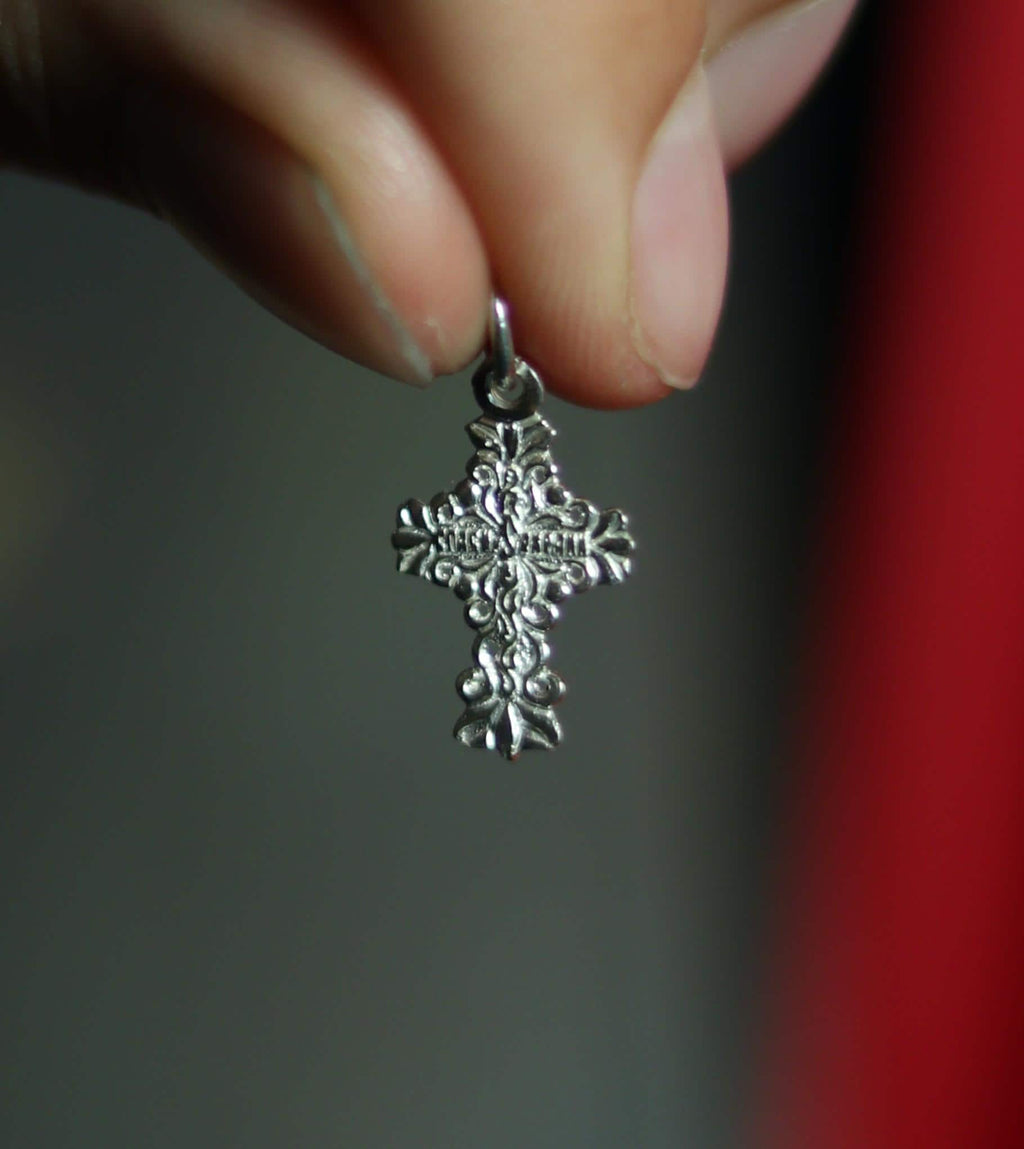 Sterling Silver Orthodox Cross Pendant 1.5cm, 0.61 g Detailed Eastern Crucifix, Christian Gift, Orthodox necklace, Orthodox pendant