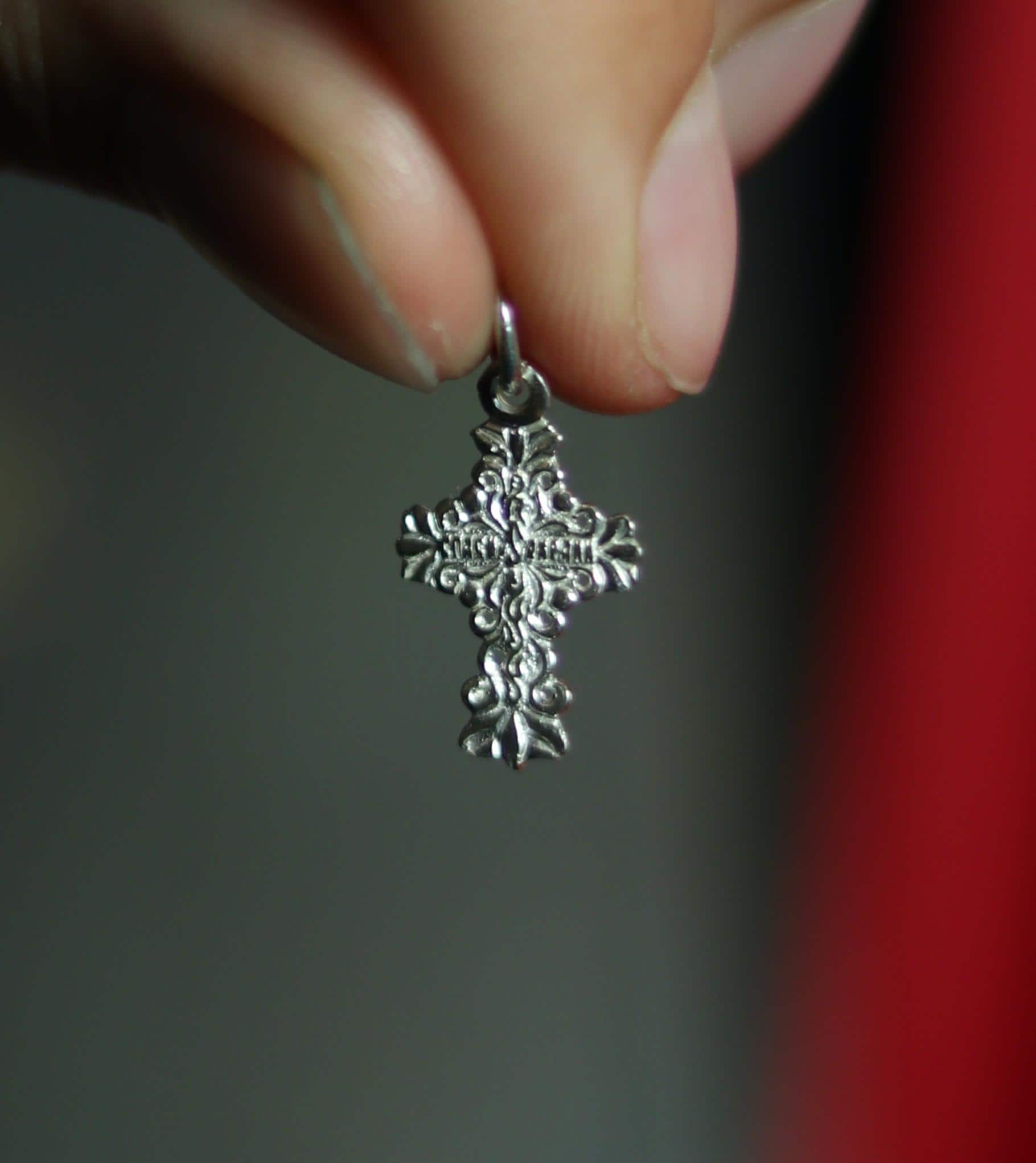 Sterling Silver Orthodox Cross Pendant 1.5cm, 0.61 g Detailed Eastern Crucifix, Christian Gift, Orthodox necklace, Orthodox pendant