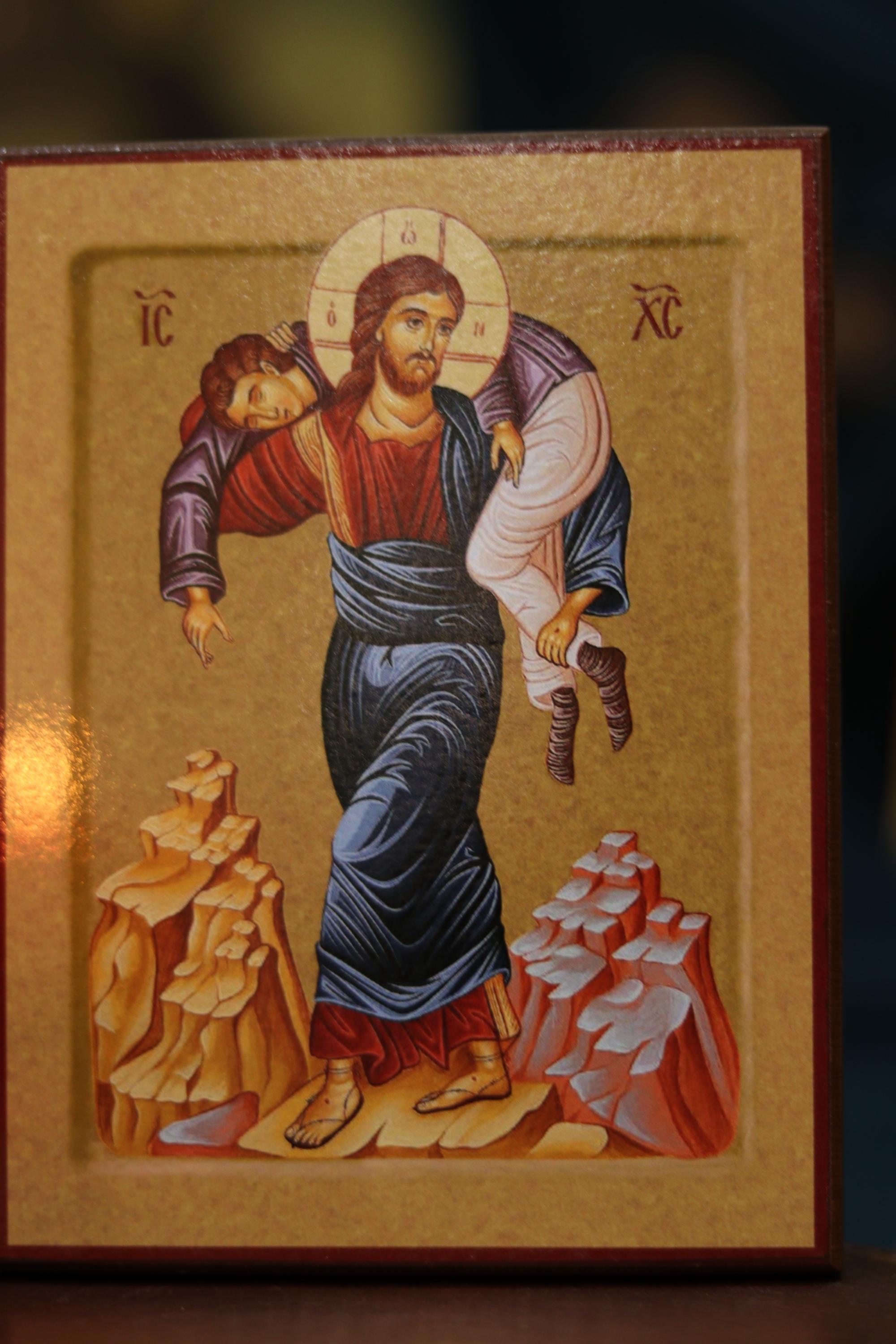 Jesus Christ Bear One Another Icon Wooden Orthodox 6.3x4.7in