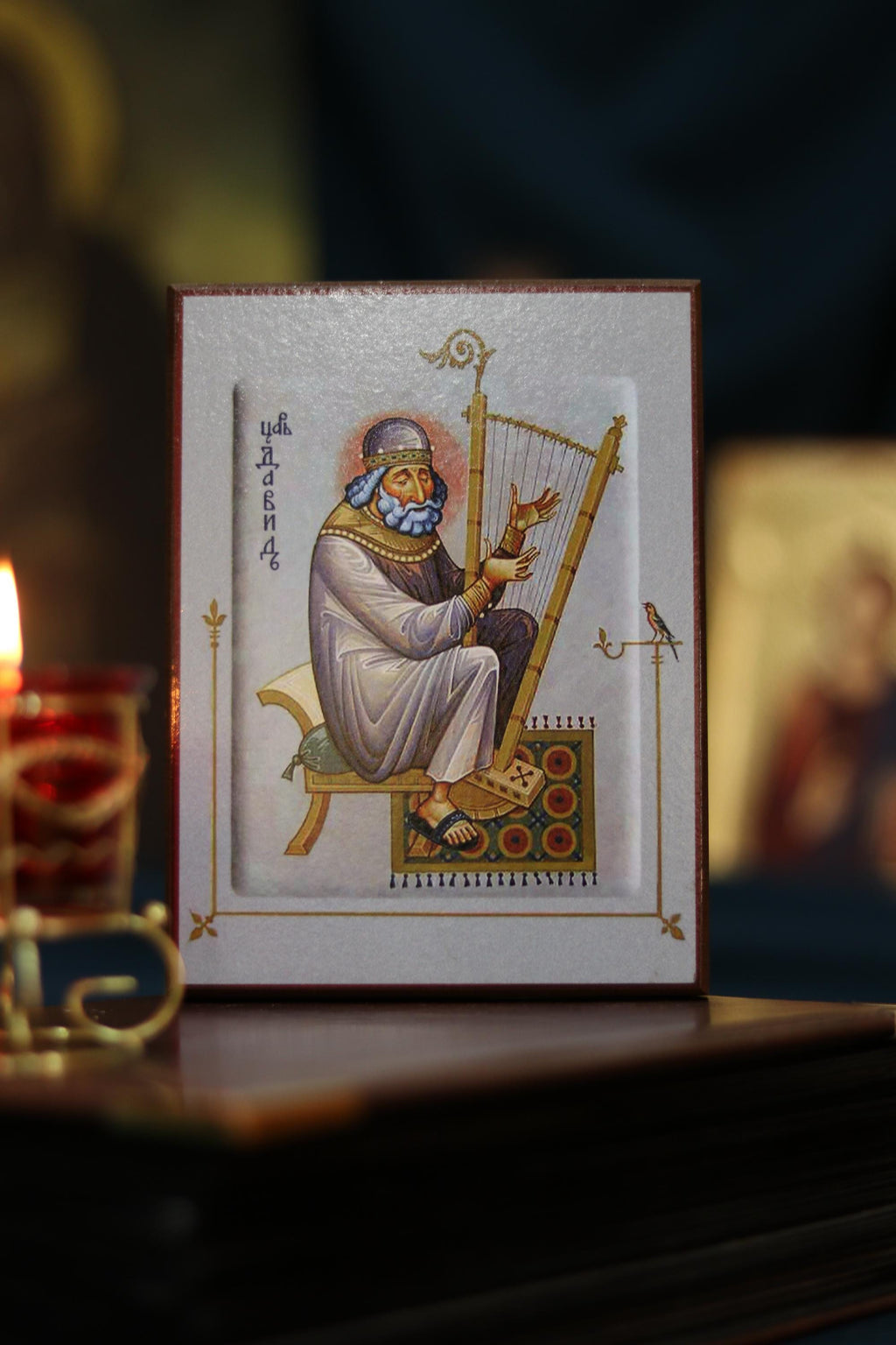 Saint David Icon on Wood Orthodox Icon 6.3in Christian Religious Decor