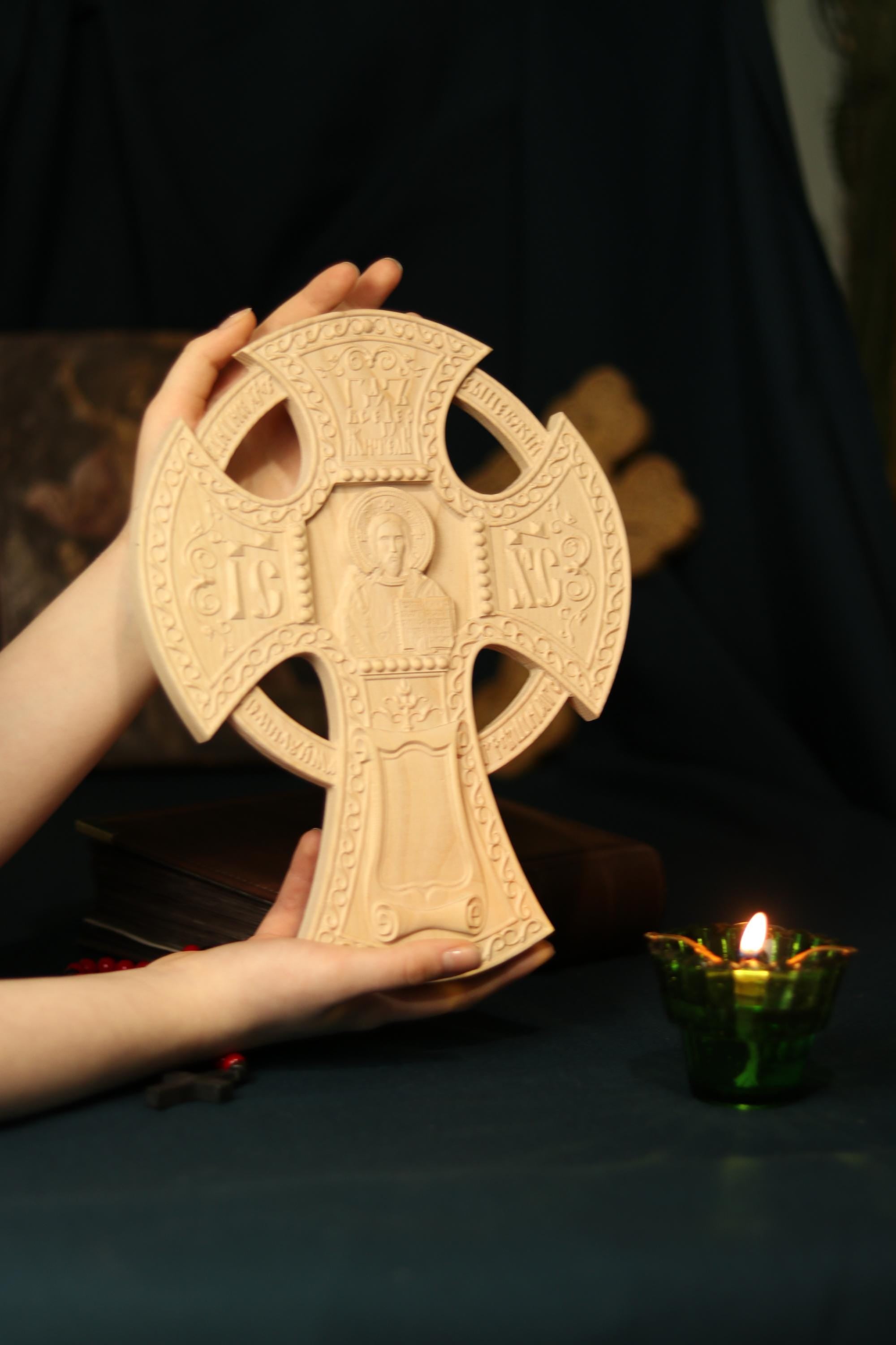 Wooden Beech Cross 12 Inch, Church Cross, Cross of Lord Jesus Christ, Christian Cross, Orthodox Cross