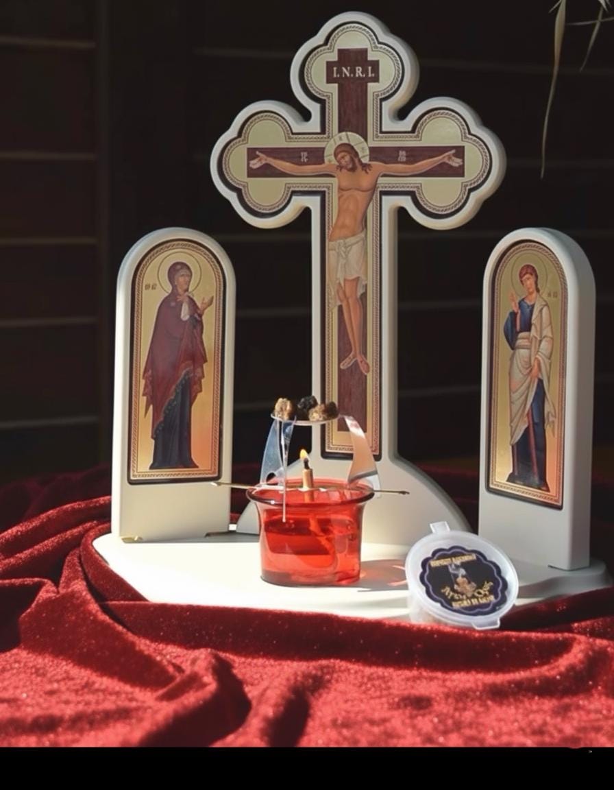 Jesus Christ of Sinai with Virgin Mary, St John and Archangels , handmade wooden carved iconostasis, Byzantine icon, Christian gifts