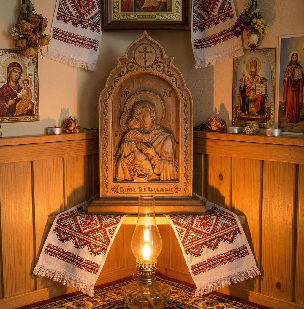 8.27x4.53in Wooden Carved Vladimir Icon of the Mother of God, Orthodox Icon, Religious Decor, Prayer Corner Icon, Christian Gift