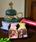 Christian incense set: green ceramic censer, triptych icon, 50 grams of Greek incense, 6 pcs. of coal.