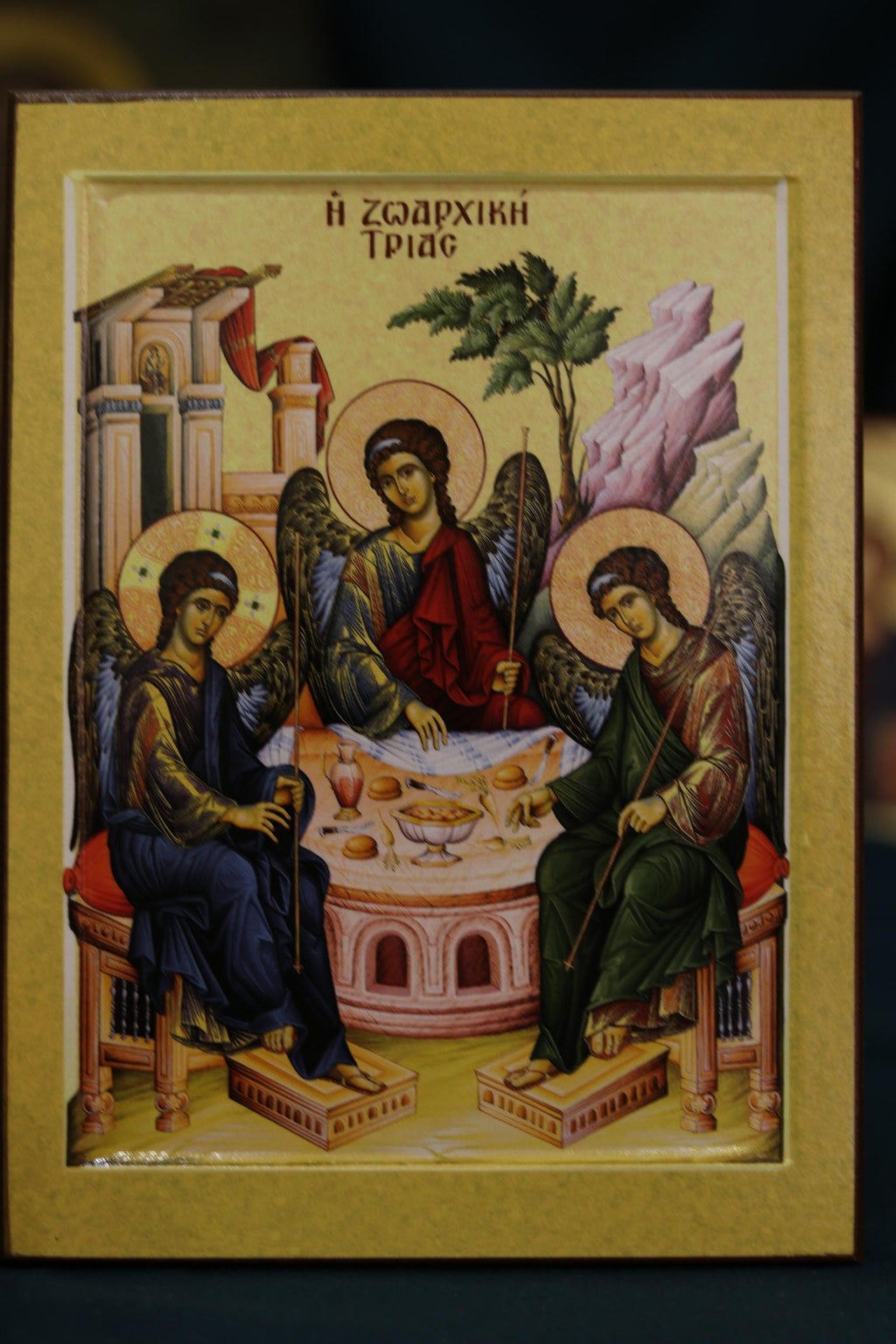 Holy Trinity Orthodox Wooden Icon Christian Wall Art Prayer Icon