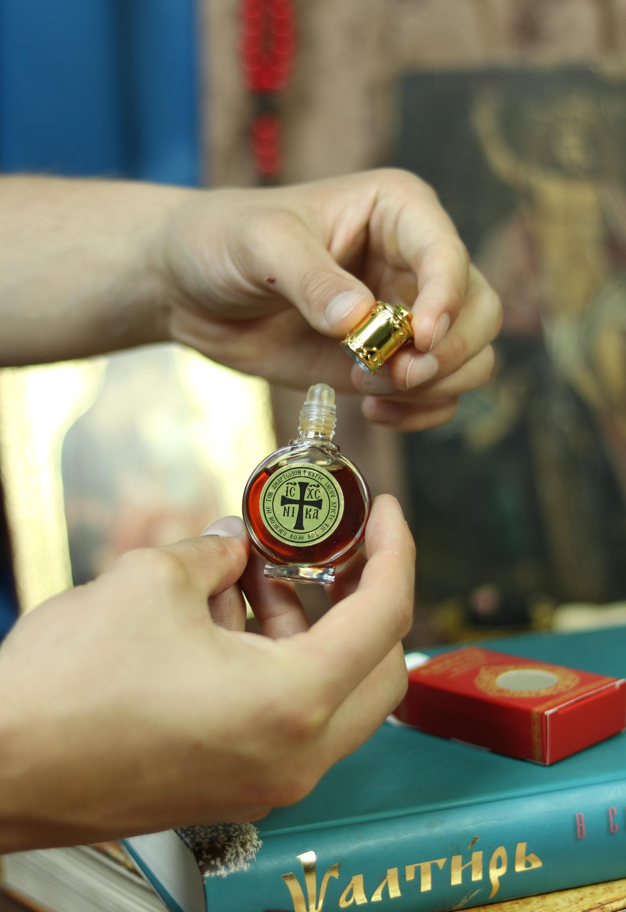 Orthodox Anointing Oil Roller Bottle, Holy Oil from Jerusalem, Prayer Oil with Cross, Christian Religious Gift, Healing Fragrance, Myrrh oil