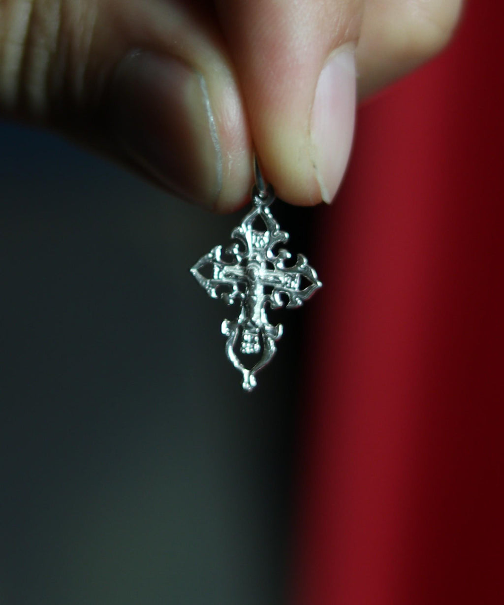 Orthodox Silver Cross Pendant – Sterling Silver 925 – 1.9×1.2 cm – 0.94 g – Eastern Christian Crucifix Charm, Orthodox cross, Crucifixion